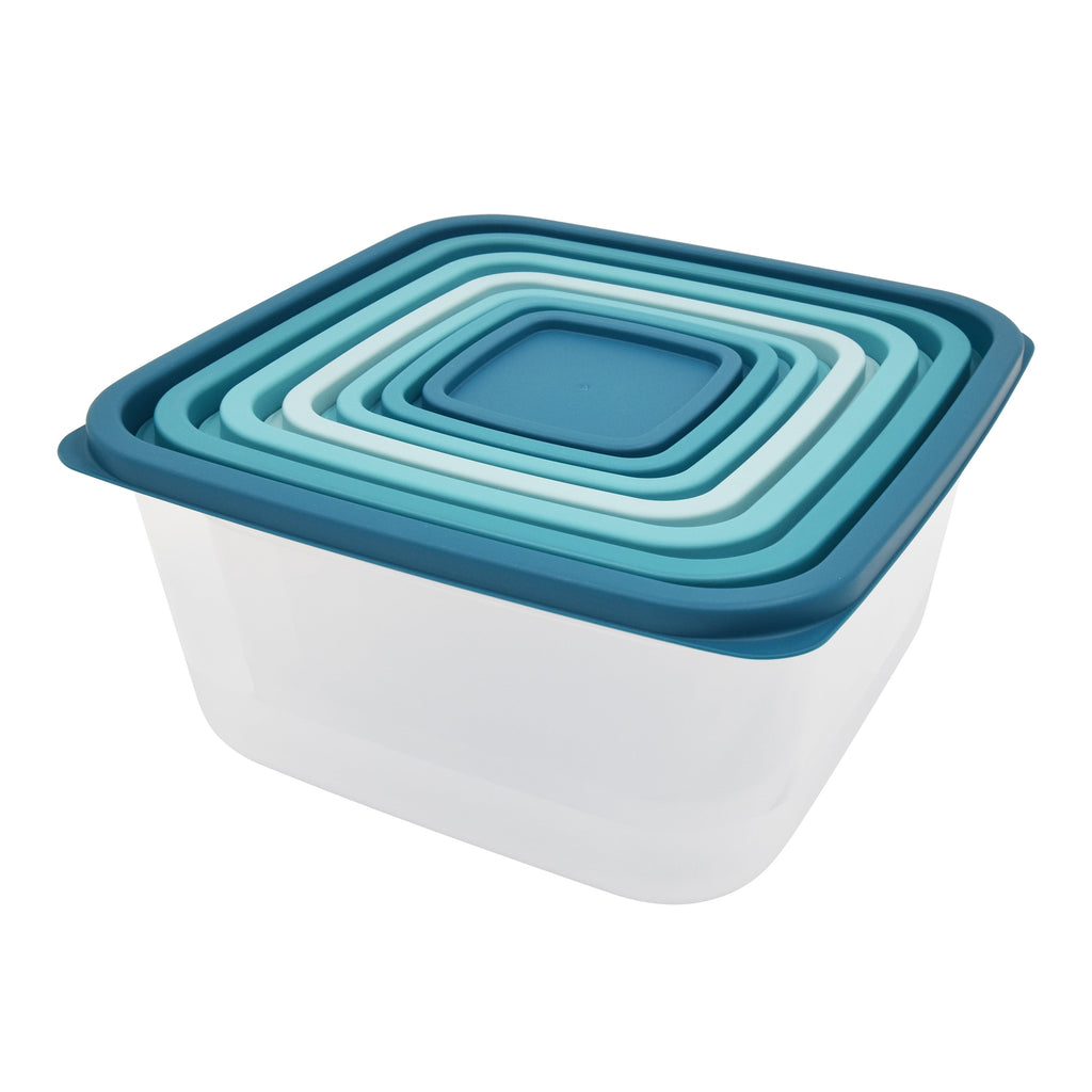(2 pack) 14 Piece Teal Plastic Food Storage Set, Teal Ombre, Ideal Use for Meal Prep and Batch Cooking - Image 2