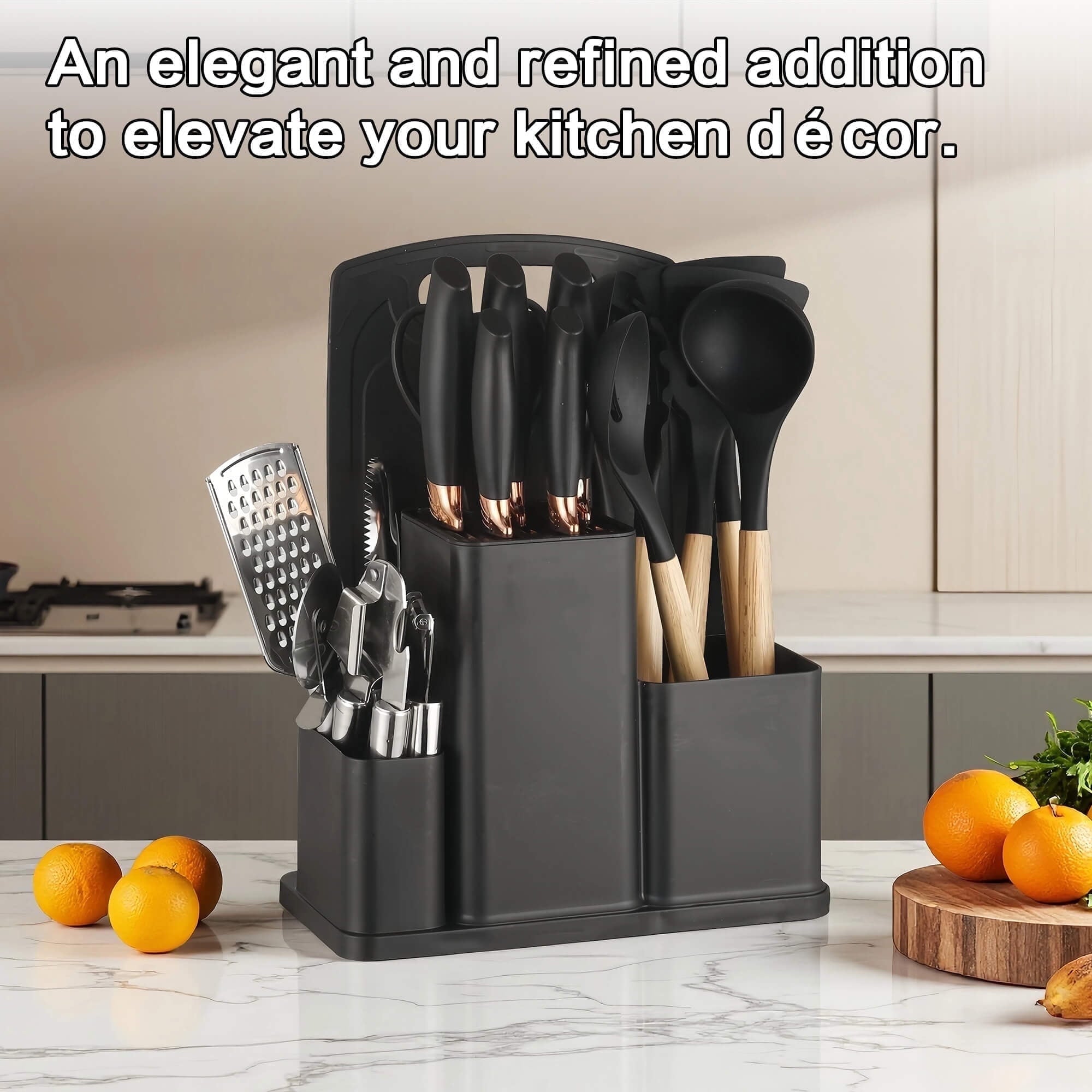 HEESEM 20 Pcs Silicone Stainless Steel Cooking Utensils Set -Multifunctional Kitchen Utensil Set - Black - Image 6