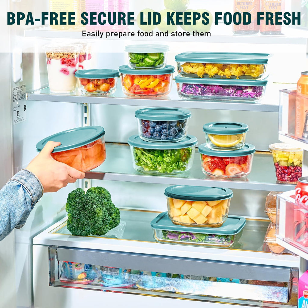 24Pcs Glass Food Storage Containers with Lids(12 Containers & 12 Lids), Stackable Airtight Meal Prep Lunch Boxes Bowl... - Image 4