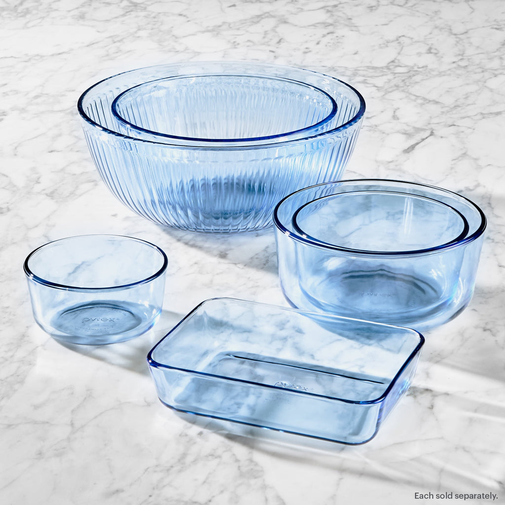 Tinted 4-piece Round Storage Set with Plastic Lids, Blue - Image 6