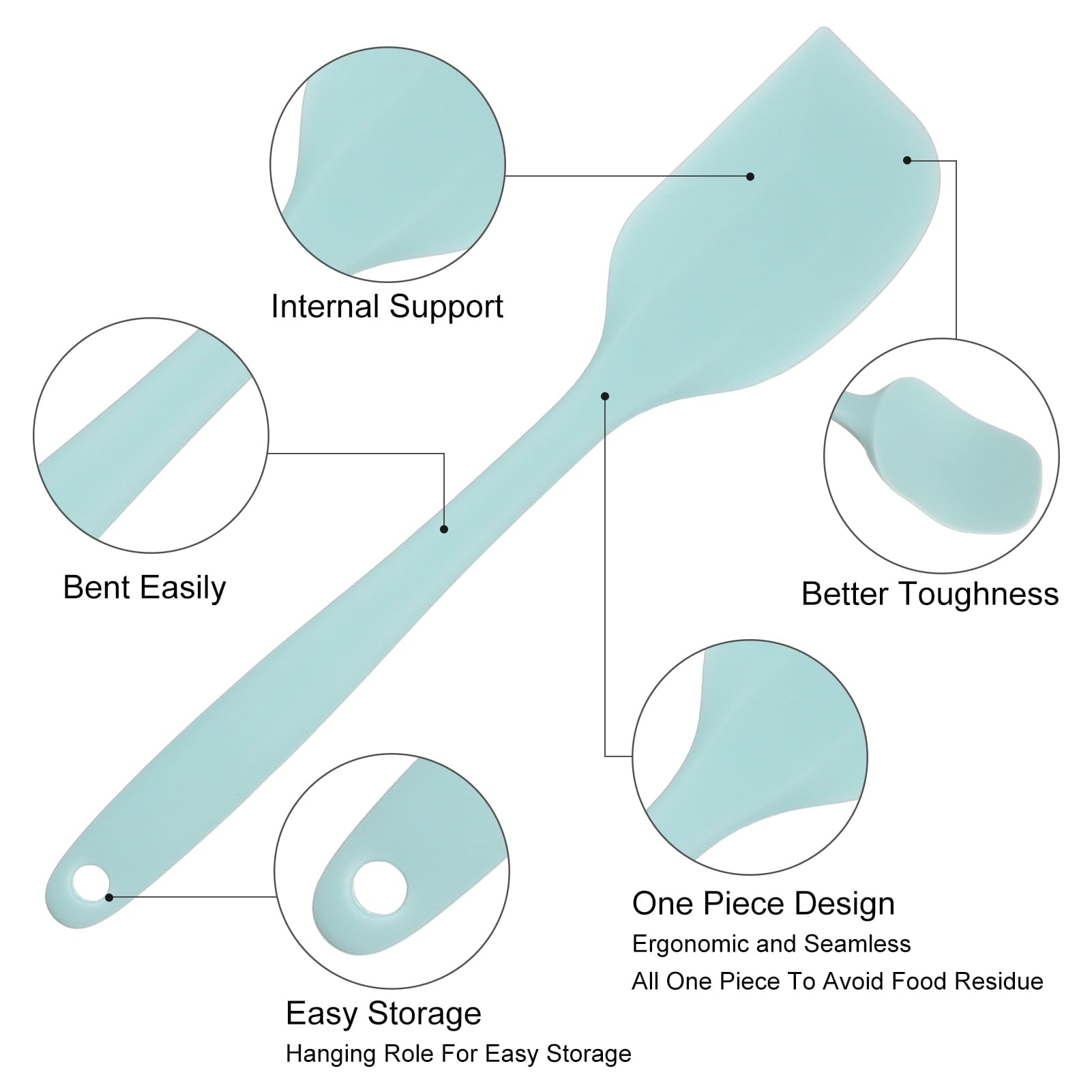AOWOO Silicone Spatula Set of 6, Food Grade Rubber Spatulas and Cooking Utensils, Heat-Resistant Kitchen Non Stick Utensils for Cooking, Bak - Image 3