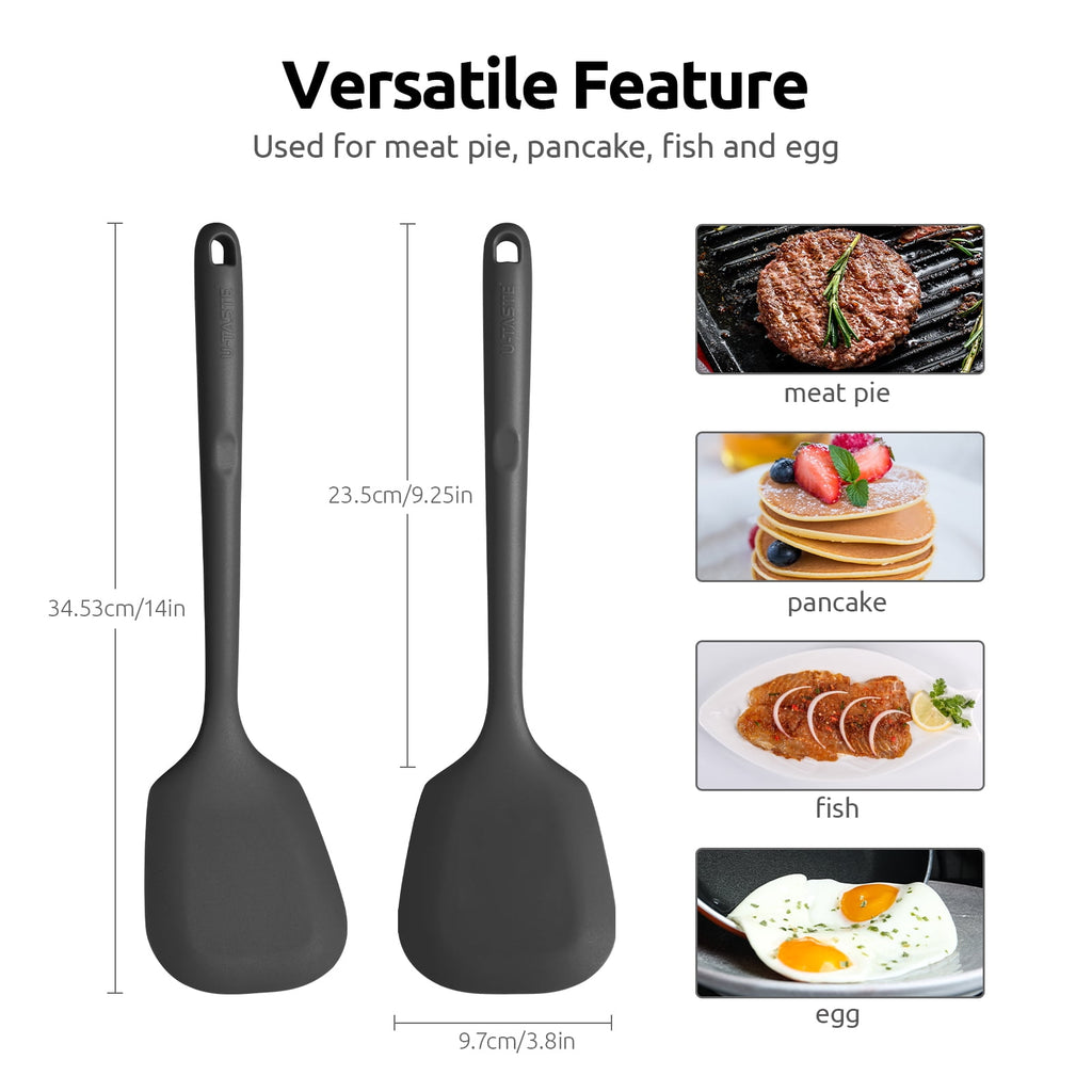 Silicone Turner: 13.6in Solid Kitchen Spatula Flipper, Free Flexible & Thin Rubber Seamless Cooking Utensil for Flipp... - Image 4