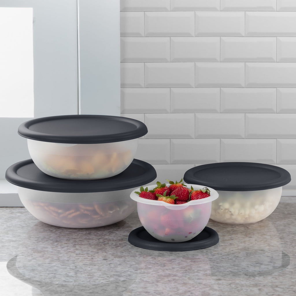 Mainstays 8 Piece Covered Bowl Set, 8 Piece Covered Bowl Set, Dark Gray - Image 3