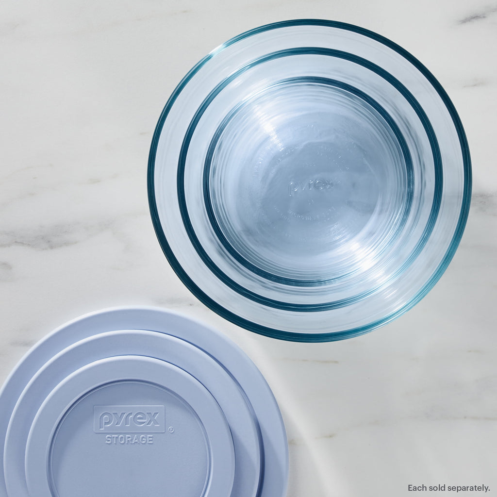 Tinted 4-piece Round Storage Set with Plastic Lids, Blue - Image 3