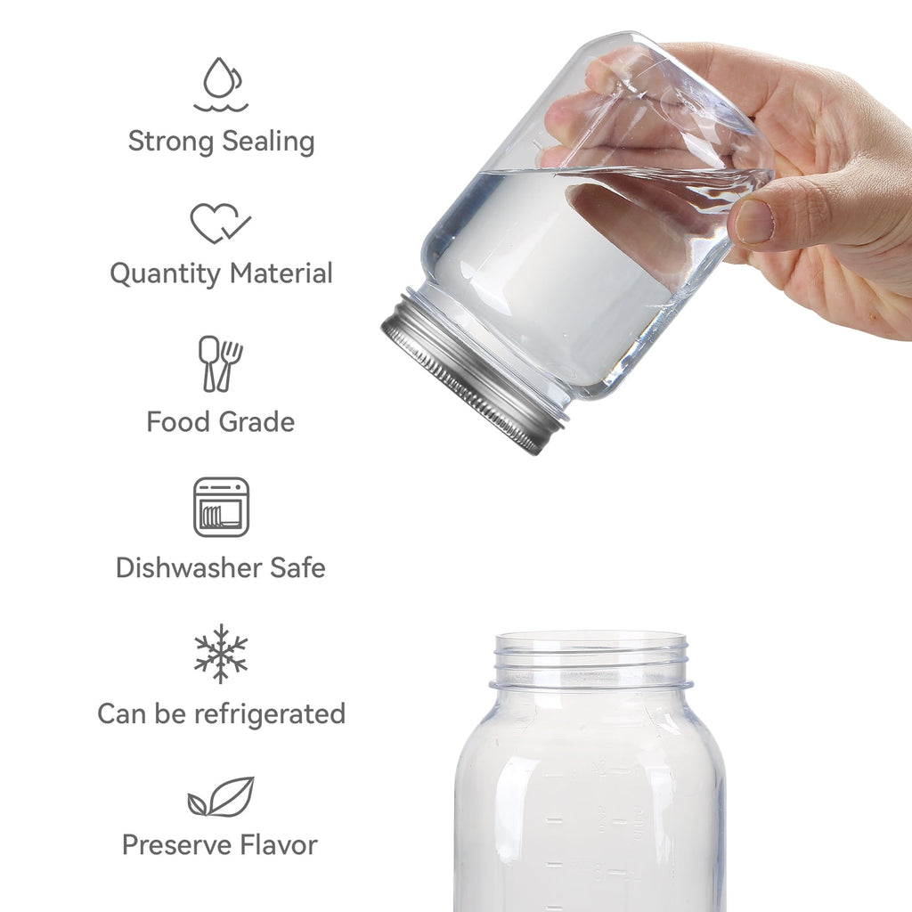 Novelinks 16 Ounce Plastic Jars with Lids Food Storage Containers 20 Pack Airtight Containers Clear Plastic Containers for Food - BPA Free,S - Image 3