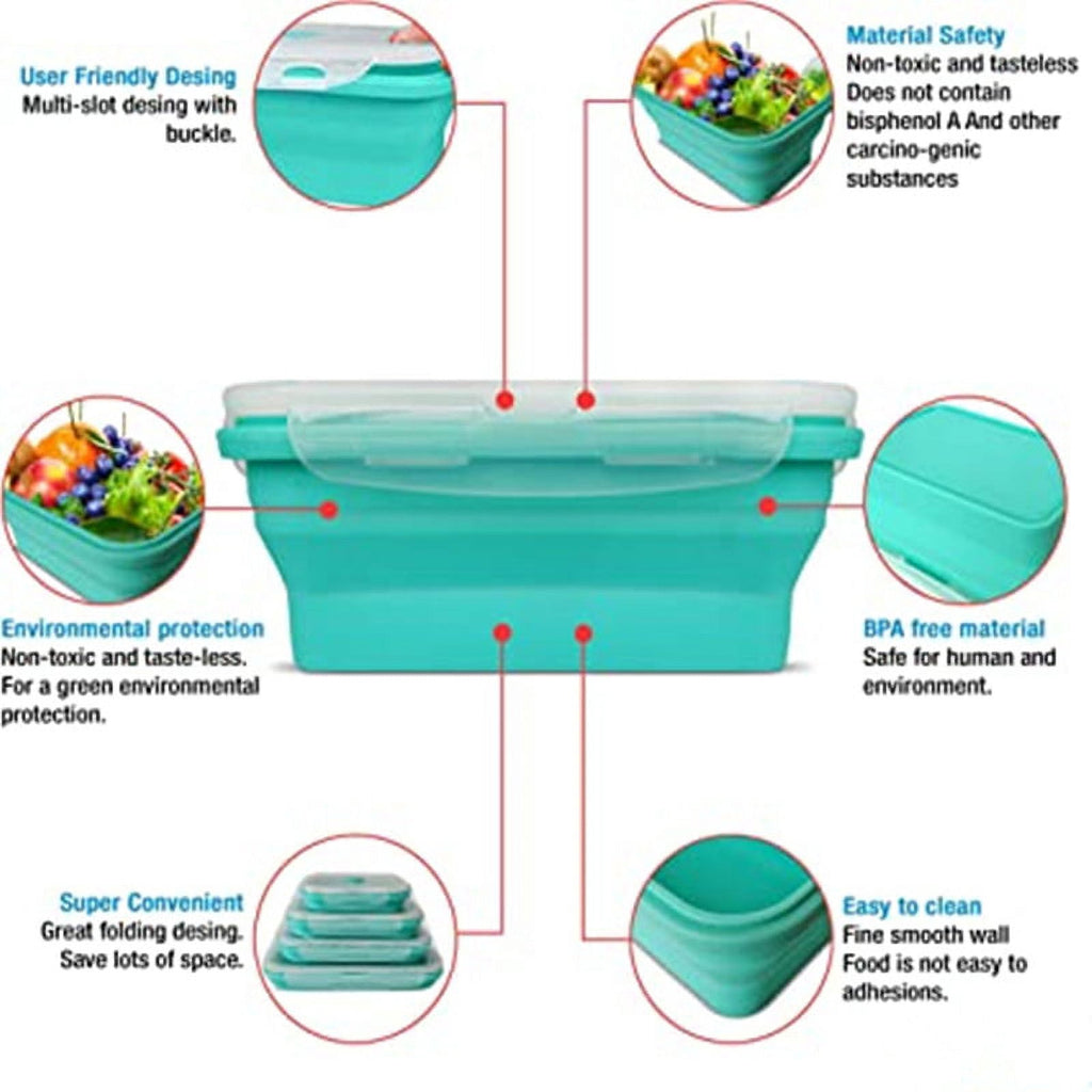 Happon Collapsible Silicone Food Storage Container Set of 3 with Lids Stackable - Space Saving Microwaveable Freezer, Dishwasher Safe Collap - Image 6