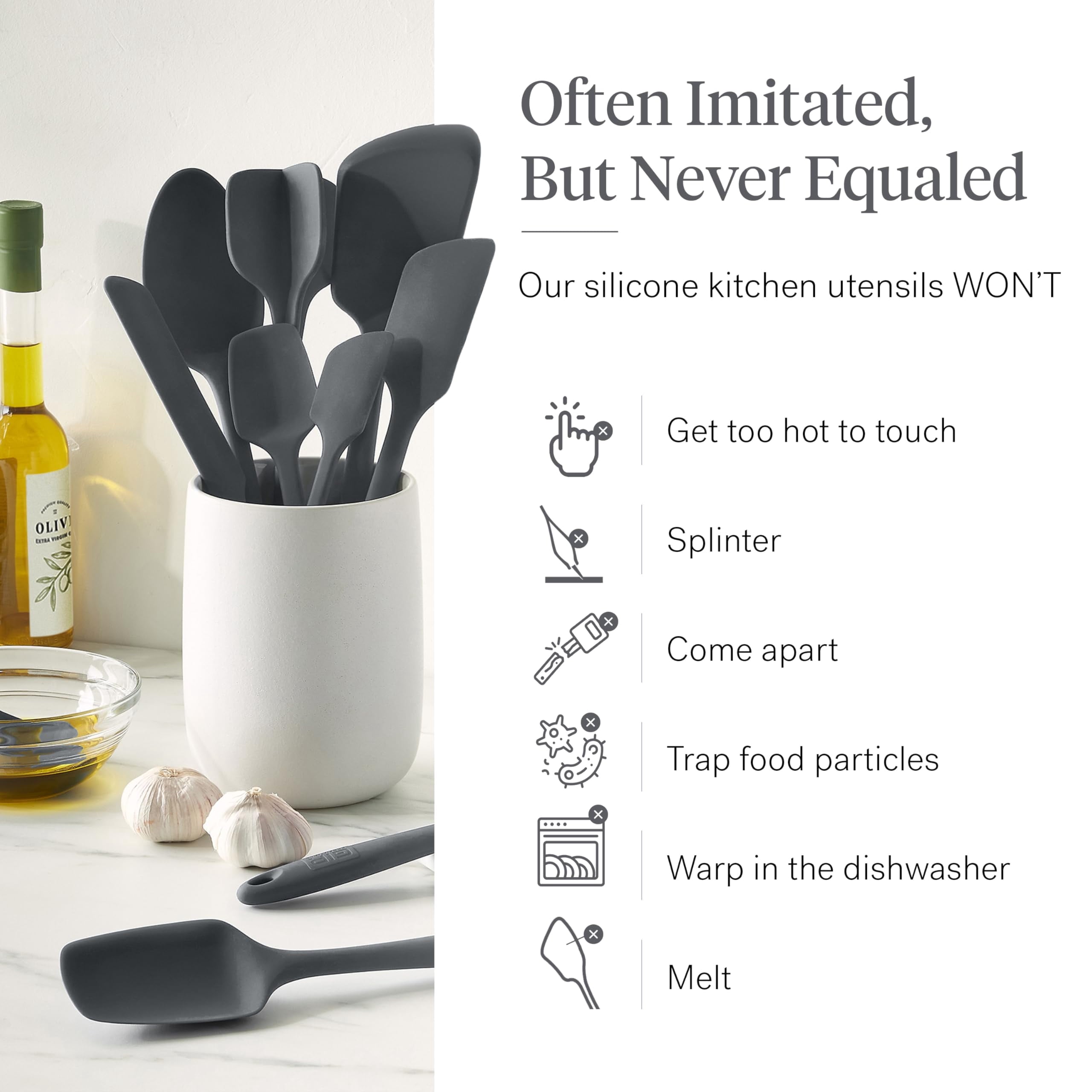 10 Piece Essentials Silicone Cooking Utensils Set Nonstick Heat Resistant Kchen Utensils Set for Cooking and Baking, ... - Image 3