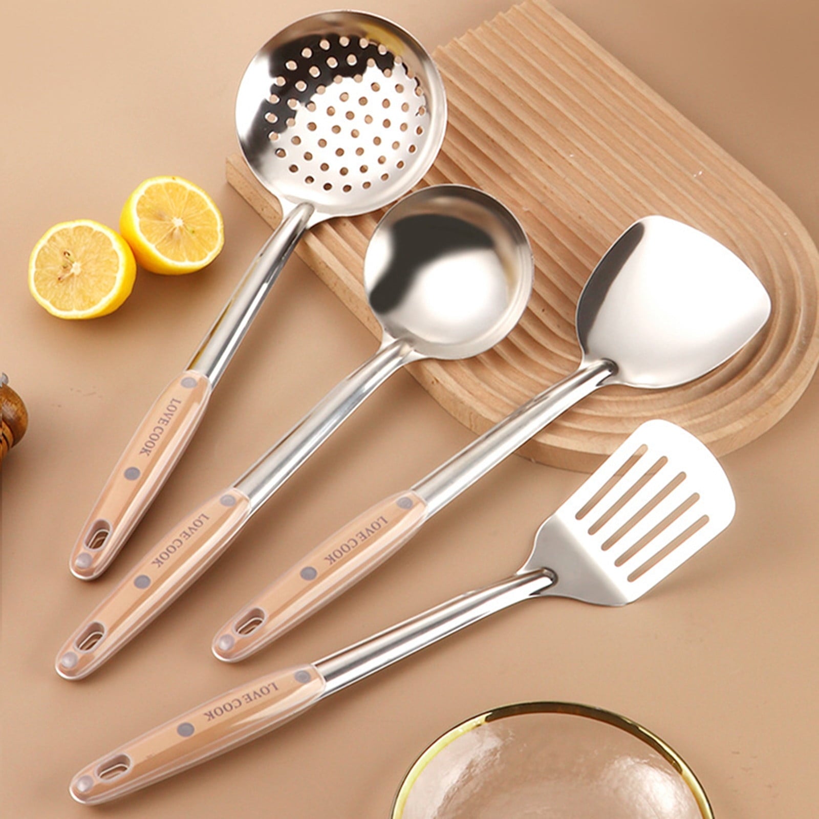 Stainless Steel Kitchen Utensils Set, 4 Pcs Kitchen Utensils Set, Heat Resistant Metal Kitchen Tools, Easy to Clean - Image 2