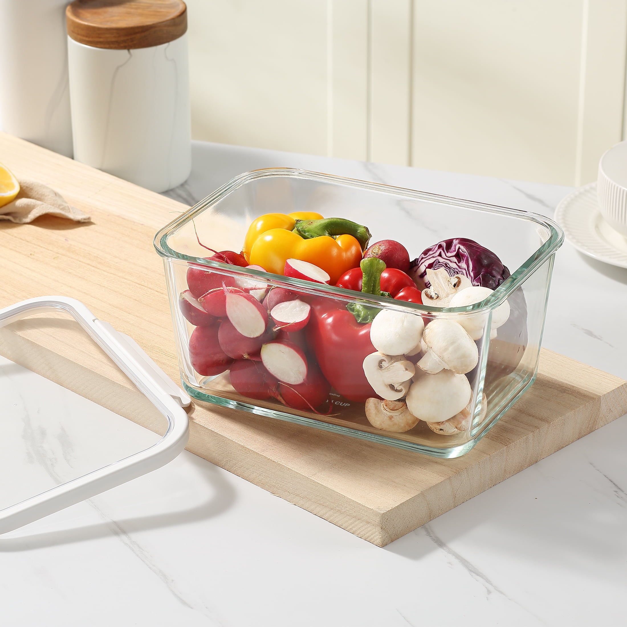 14Cup Rectangle Glass Food Storage Container with Tritan Lid. Set of 1, 2 Pieces, Well Suited to Refrigerator Organiz... - Image 3