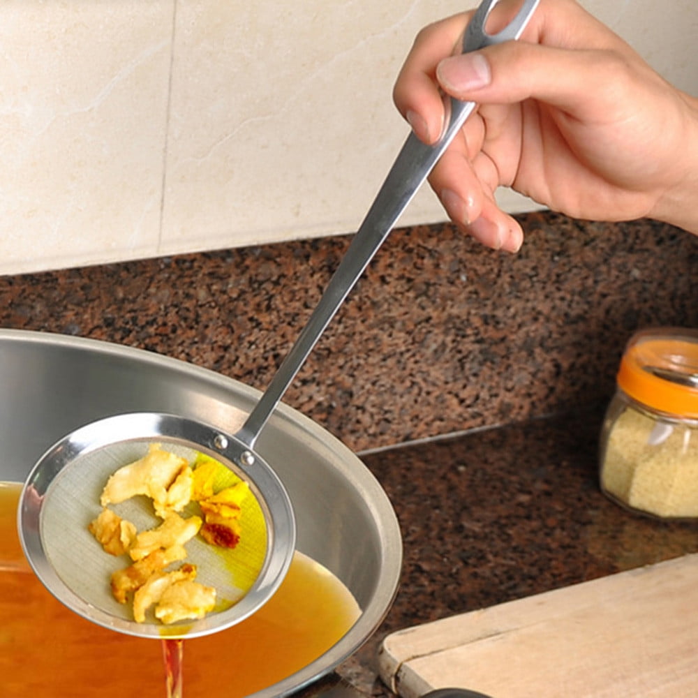 Stainless Steel Bowl, Oil Spoon, Grid Network Scoop Filter Spoon Stainless Round Colander Oil Filter Kitchen，Dining &... - Image 2