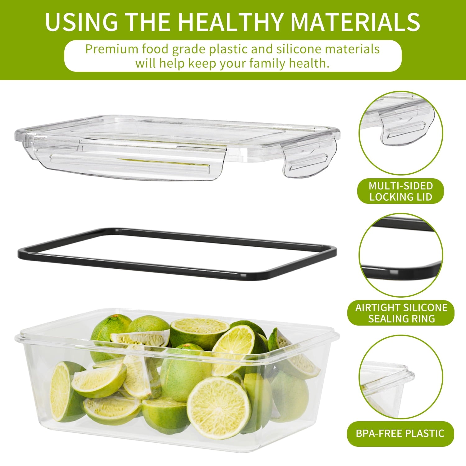 Containers with Airtight Lids: 44 PCS Large Kitchen Containers for Pantry Organizers and , BPA-Free Meal Prep Contain... - Image 3