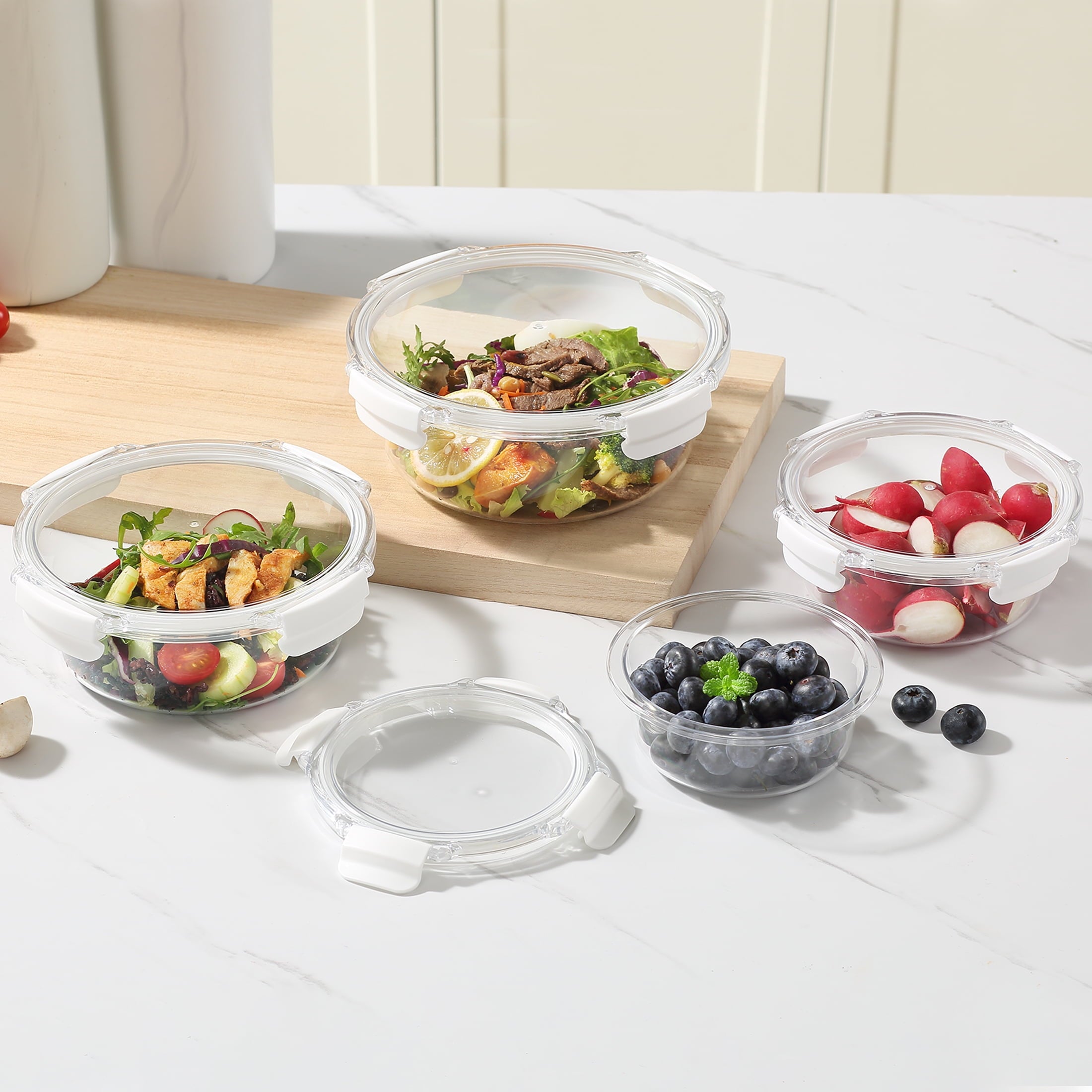 Round Tritan Food Storage Container with Tritan Lid. Set of 4, 8 Pieces - Image 4