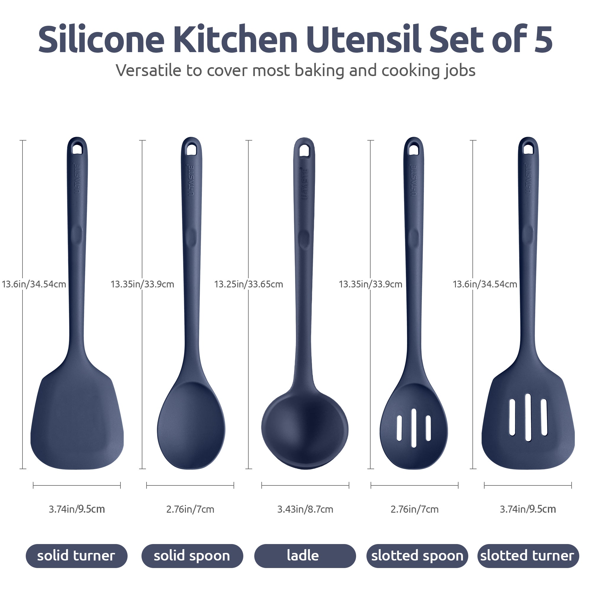 Silicone Kitchen Cooking Utensil Set: Heat Resistant 13.6in Long Kitchen Gadgets, Free Non Stick Rubber Cook Accessor... - Image 2
