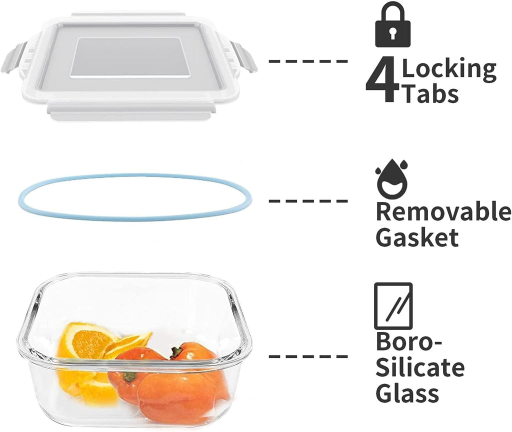 15 Glass Food Storage Container with Airtight Lids,Stackable Square Meal Prep Containers for Kitchen Freezer,Round Gl... - Image 6