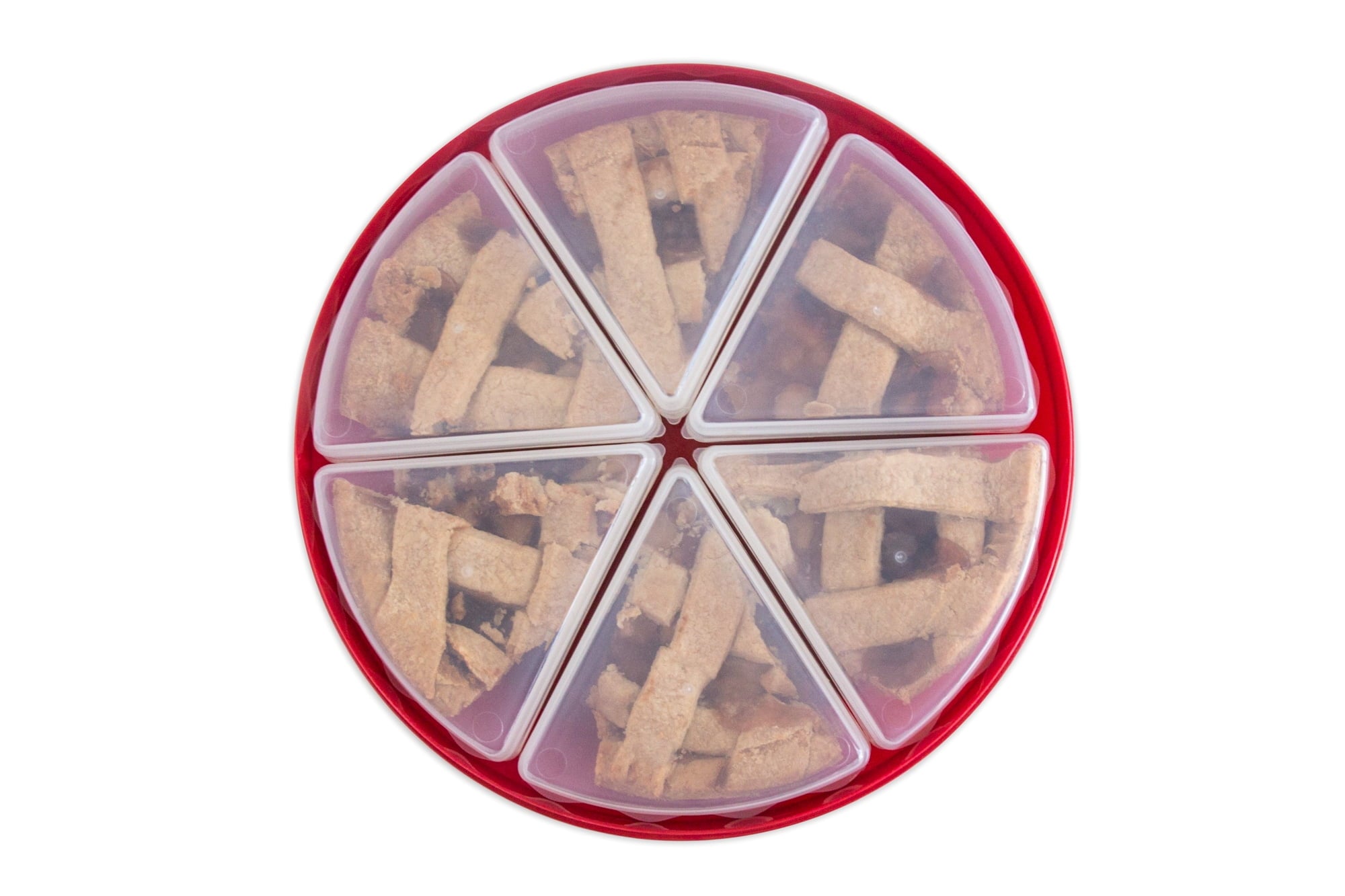 Saver with 6 Individual Slice Containers, Red Carrier With Lid, 13.5" x 13.5" x 2.75" - Image 6