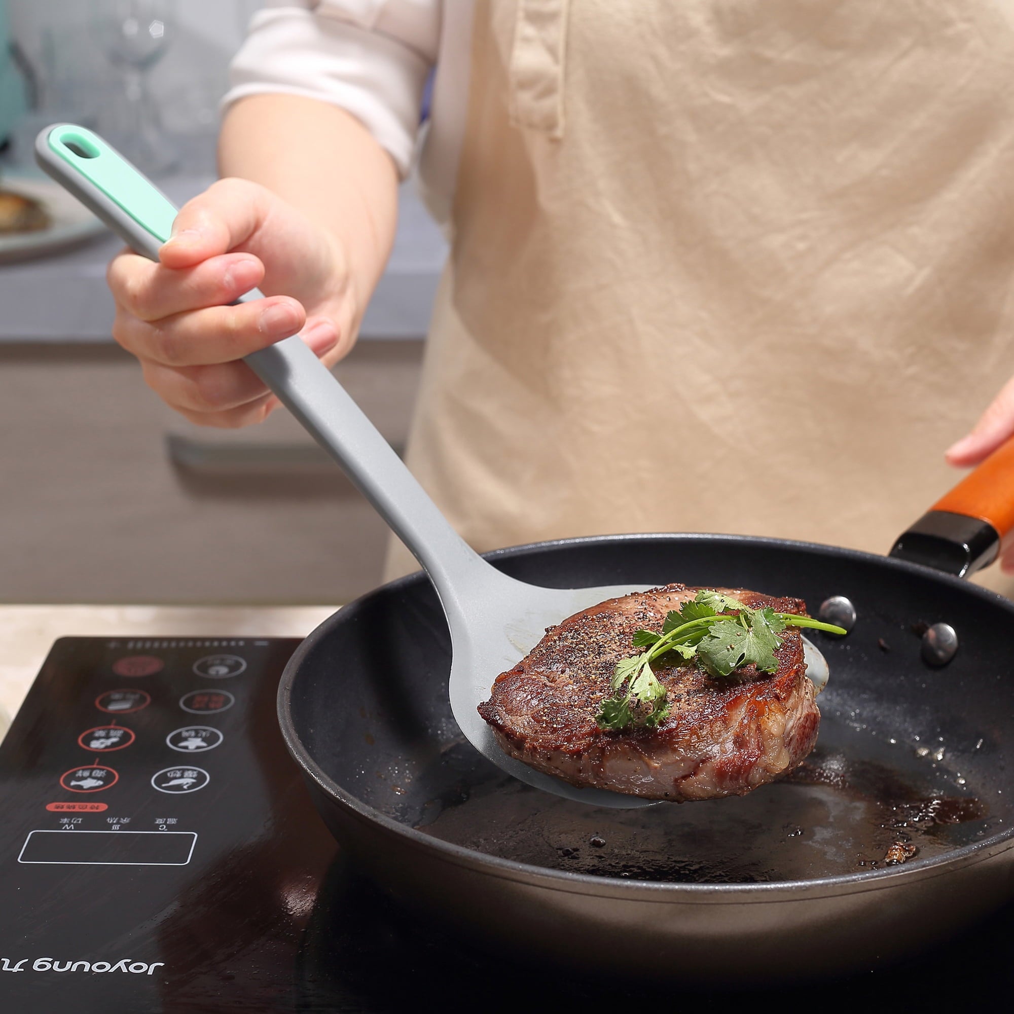 To encounter 5 Pieces Silicone Spatula Set, Non-Stick Silicone Turner Spatulas, Heat Resistance Cooking Utensils, Flip Turner for Fish, Egg, - Image 5