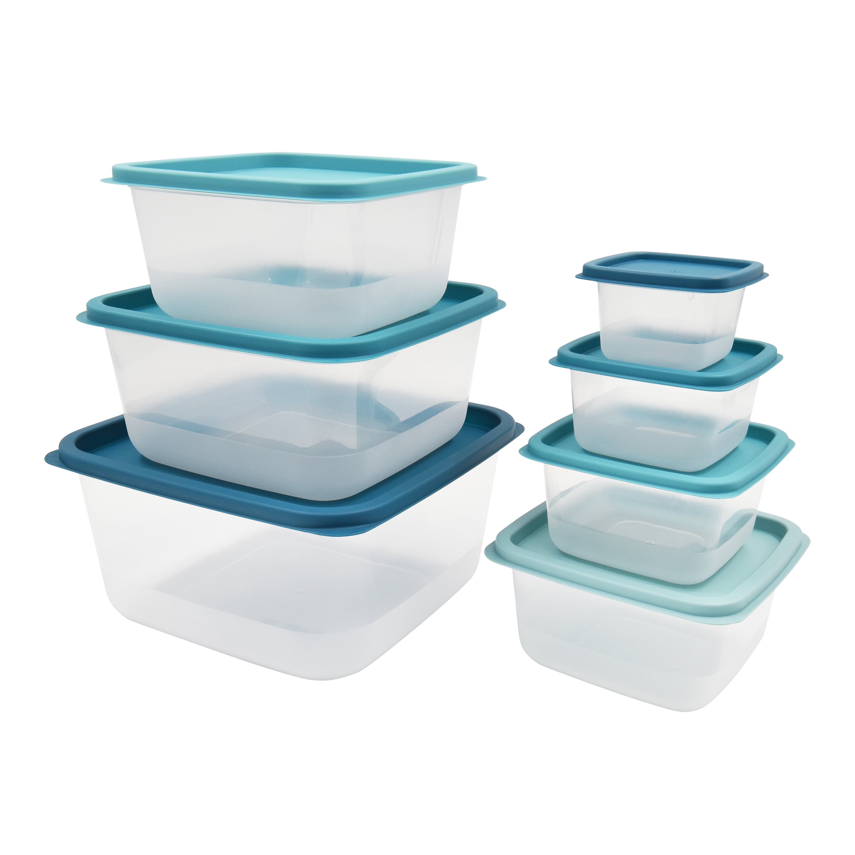 (2 pack) 14 Piece Teal Plastic Food Storage Set, Teal Ombre, Ideal Use for Meal Prep and Batch Cooking - Image 5