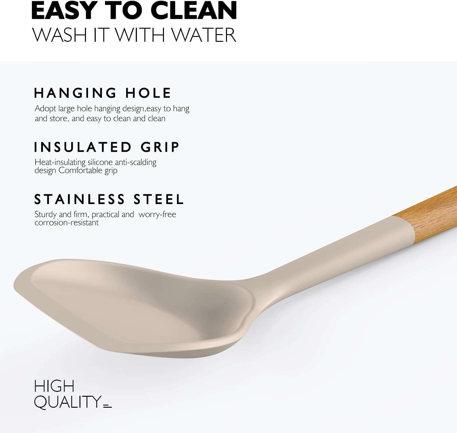 Large Silicone Cooking Utensils - Heat Resistant Kitchen Utensil Set with Wooden Handles, Spatula,Turner, Slotted Spo... - Image 4