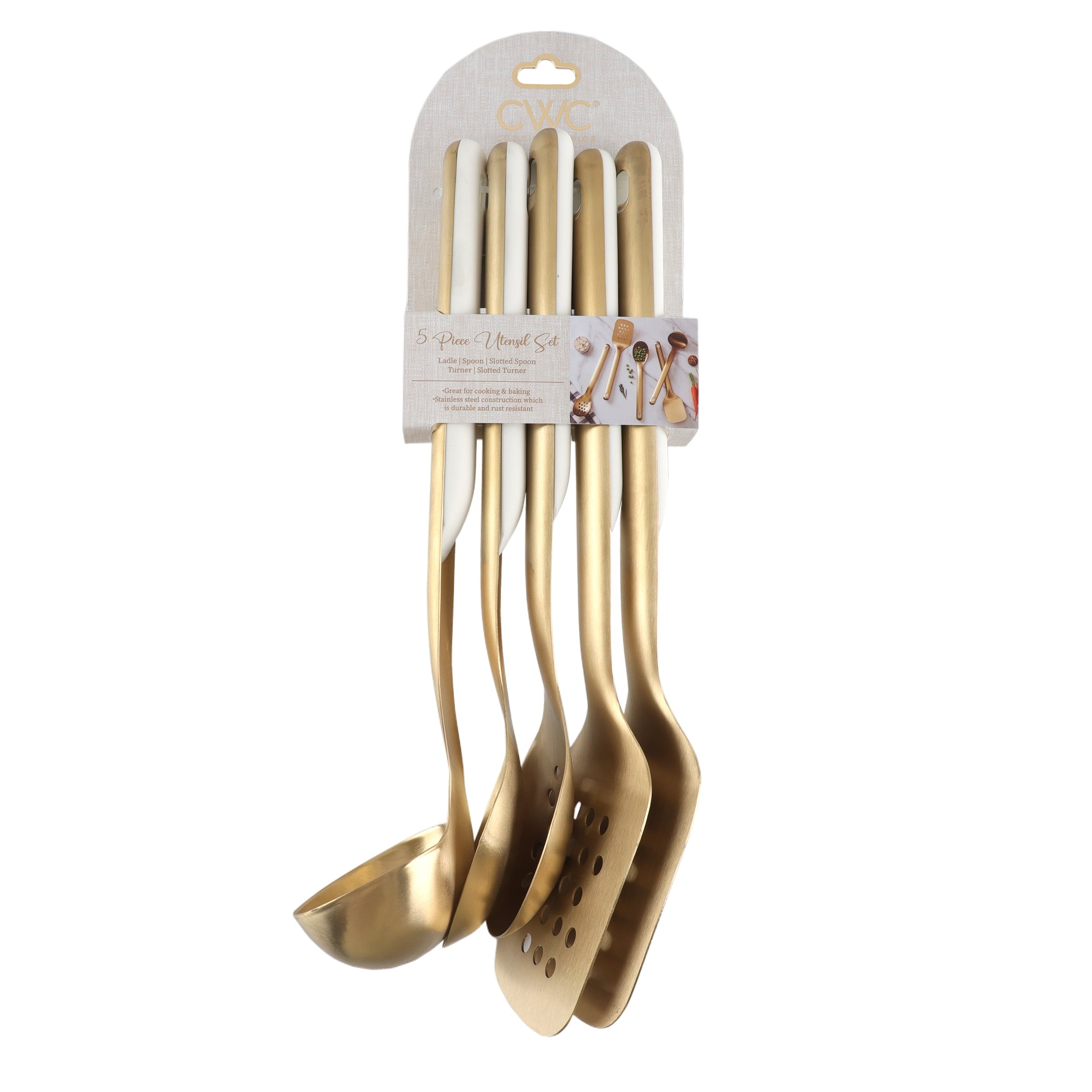 Cook with Color 5-Piece Stainless Steel Utensil Set  Gold, Durable & Stylish Kitchen Tools - Image 5