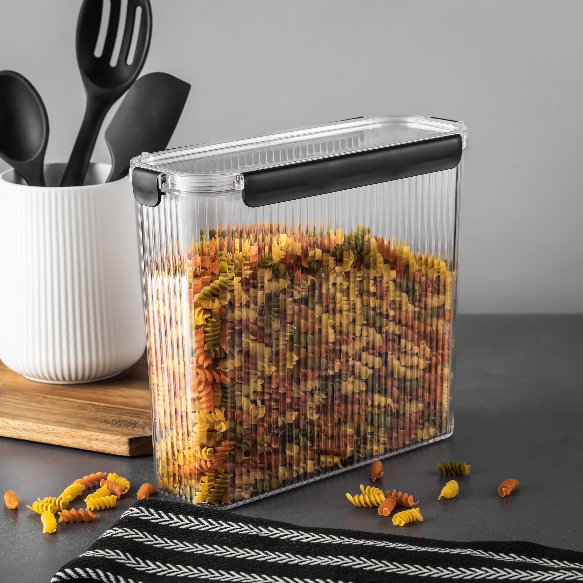 Thyme & Table 20.5 Cup Clear Ribbed Pantry Storage Container - Image 5