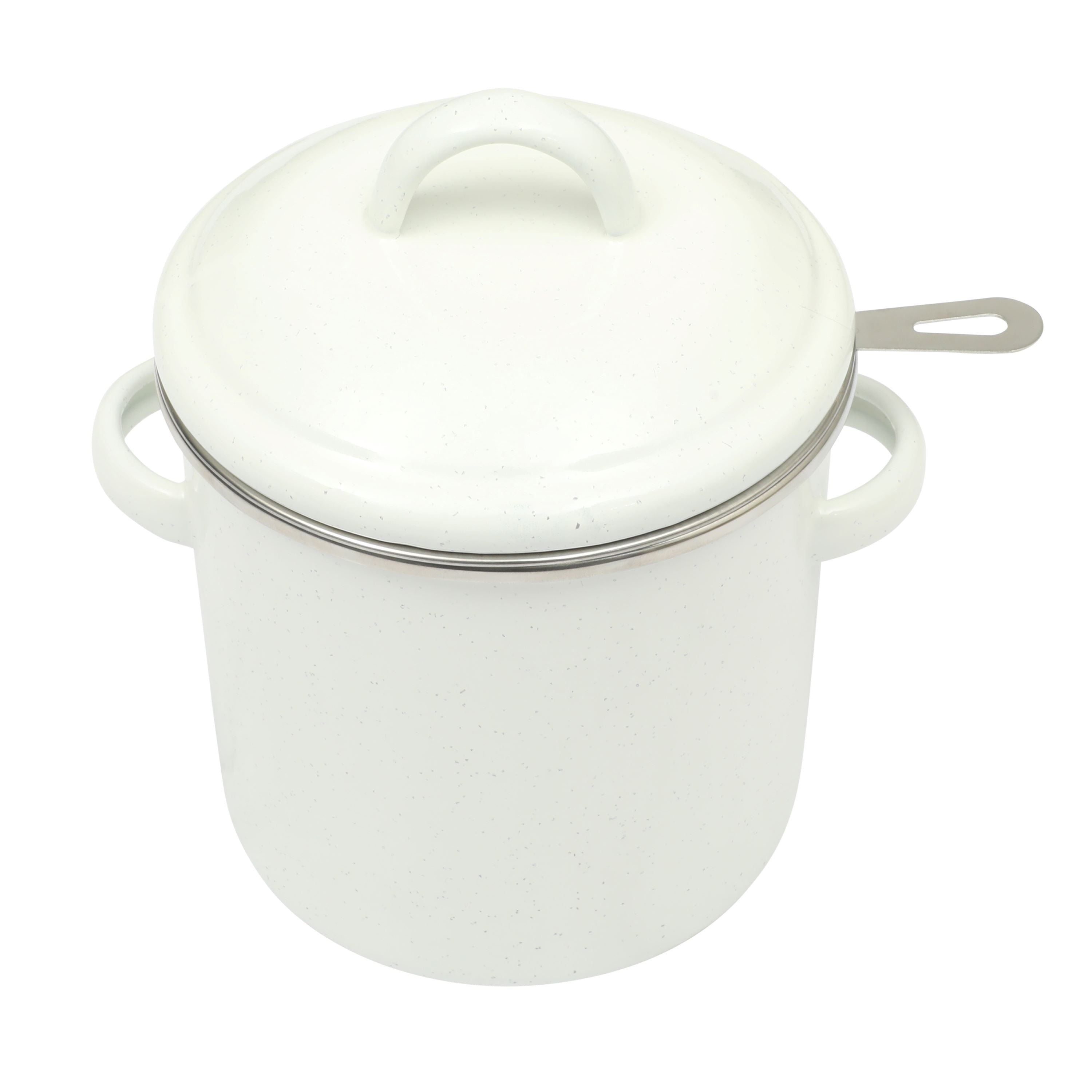 Enamel-on-Steel Grease Strainer with Lid, Linen Speckle - Image 6