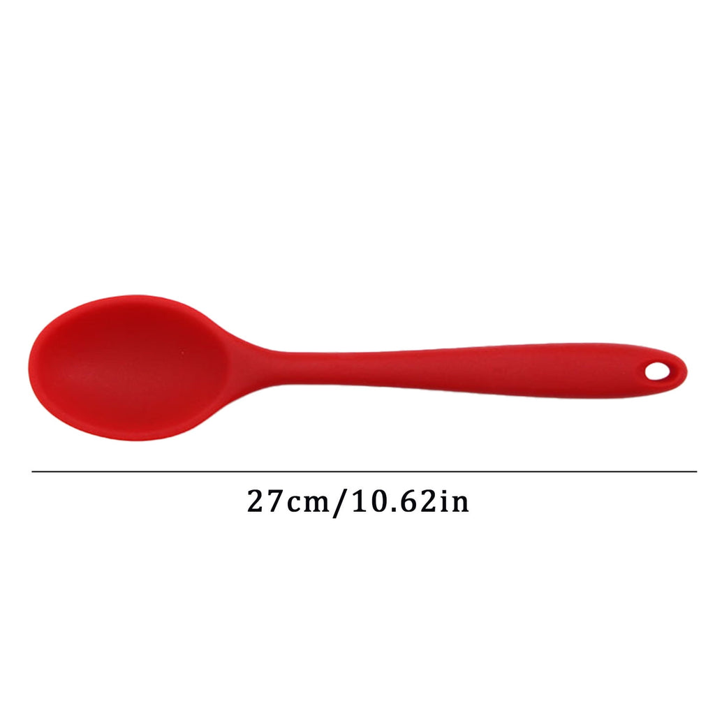 AUDeals Silicone Cooking Spoon Heat Resistant Kitchen Gadgets Non-Slip Handle Food Grade Soft Spatula for Frying Baking Cooking Serving Soup - Image 2