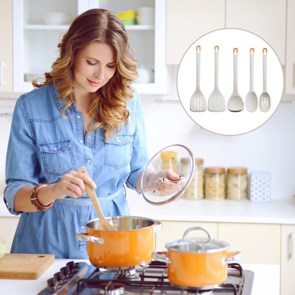 5 Pcs Silicone Cooking Utensils Set,High Heat Resistant Kitchen Utensil Set,Non-Stick Cookware Safe,BPA-Free,Ergonomic Grip Design for Every - Image 5