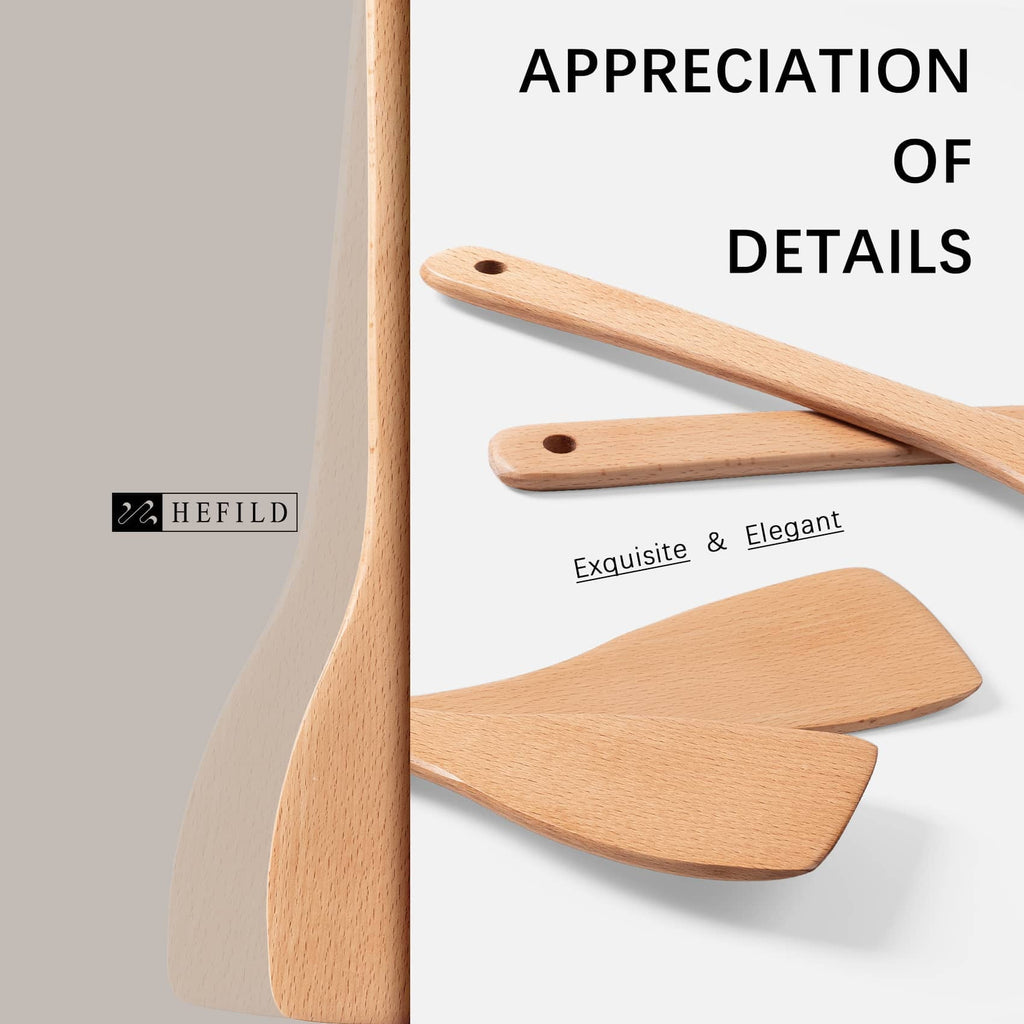 2pcs Wooden Spatulas for Cooking, 13inch Coated Beech Wood Turners for Frying, Non-Scratch Flat Spurtle for Pan & Wok... - Image 2