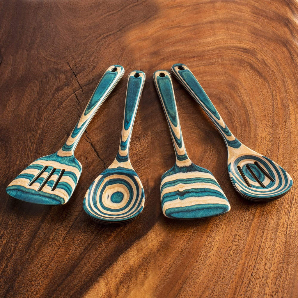 4 Piece Wooden Cooking Utensil Set for Kitchen, Safe for Nonstick - Image 4