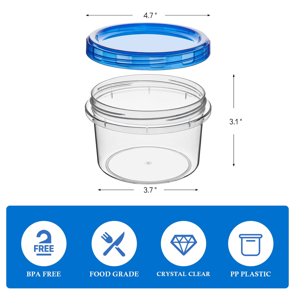 [12 oz] Reusable Freezer Storage Container Sets with Airtight Twist Top Lid, Round BPA-Free Plastic Containers for Ki... - Image 2