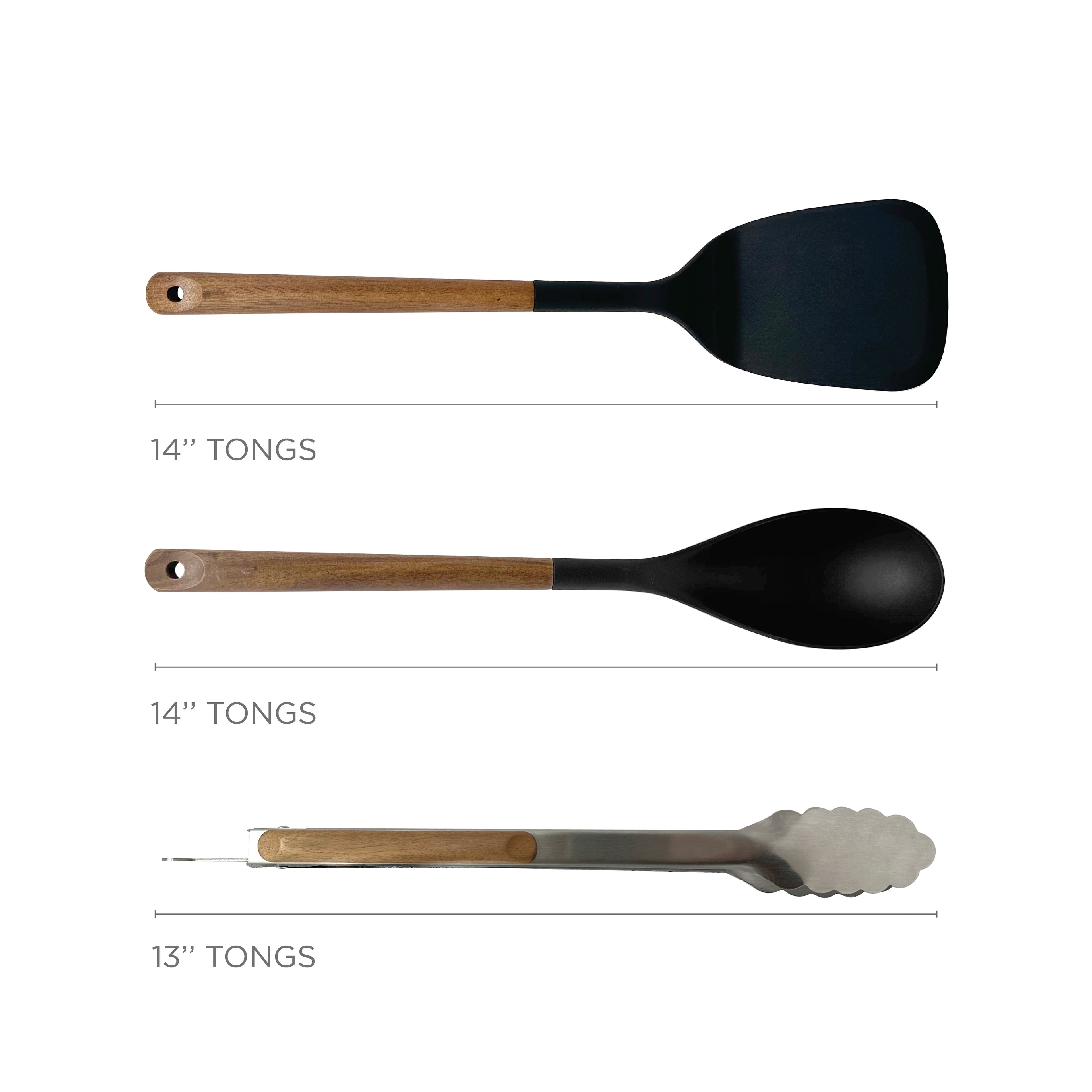 3-Piece Nylon & Acadia Kitchen Essentials ing Utensils Set, Black - Image 3