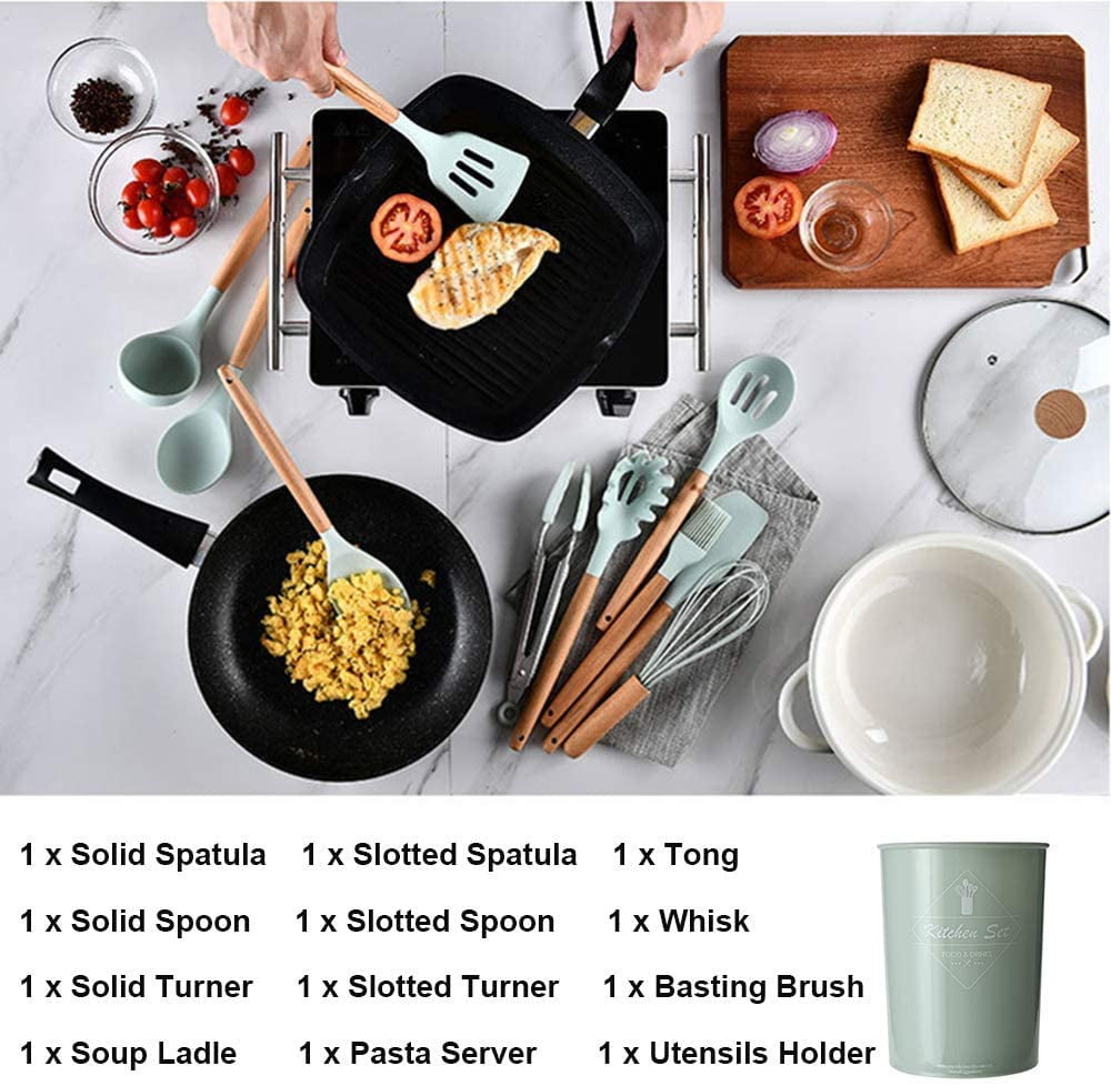 Silicone Cooking Utensil Set, Fungun Non-stick Kitchen Utensil 11 Pcs Cooking Utensils Set, Heat Resistant Cookware - Image 4
