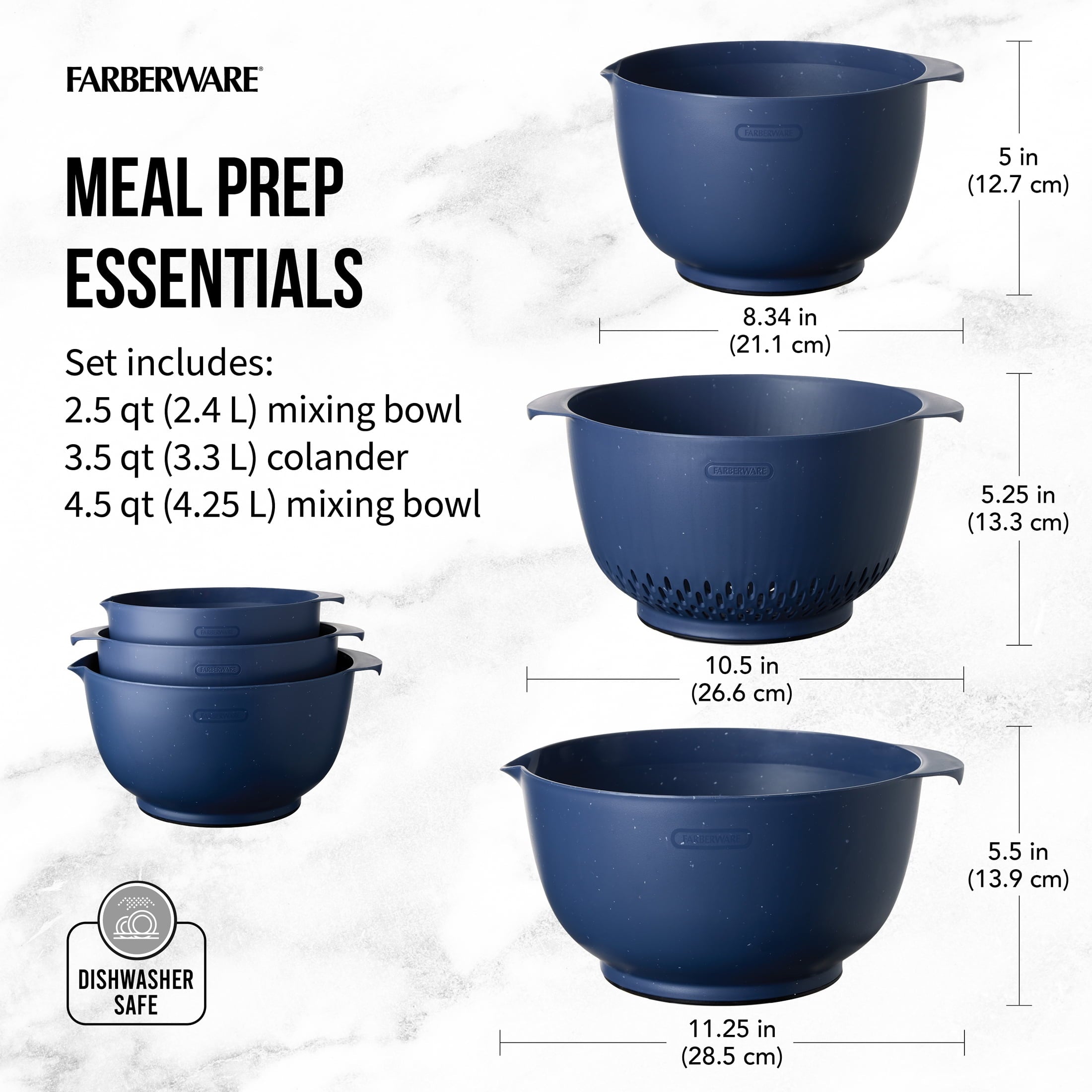 Pro Recycled 3-Piece Bowl Colander Set with Non-Slip Base - Image 2