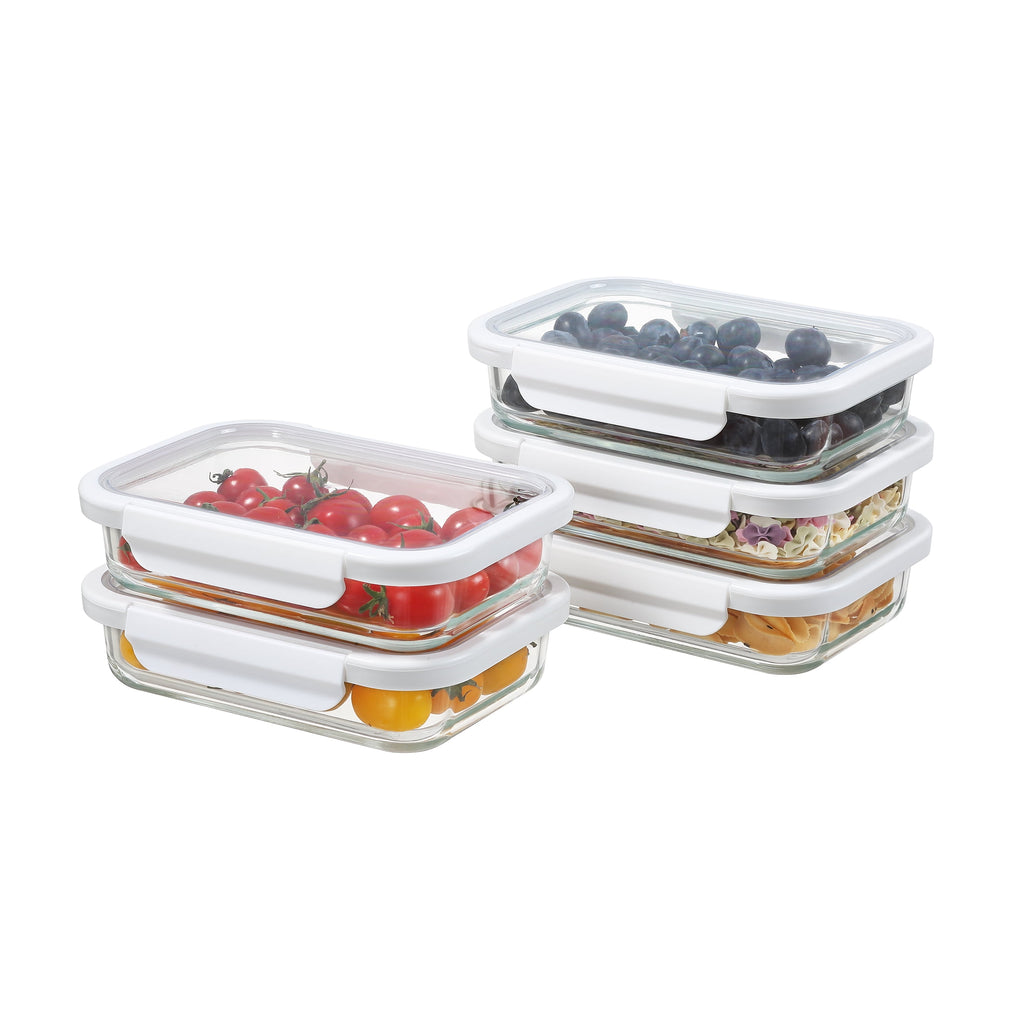 2.3Cup Rectangle Glass Food Storage Container with Tritan Lid. Set of 5, 10 Pieces, Designed to Help with Pantry Stor... - Image 2