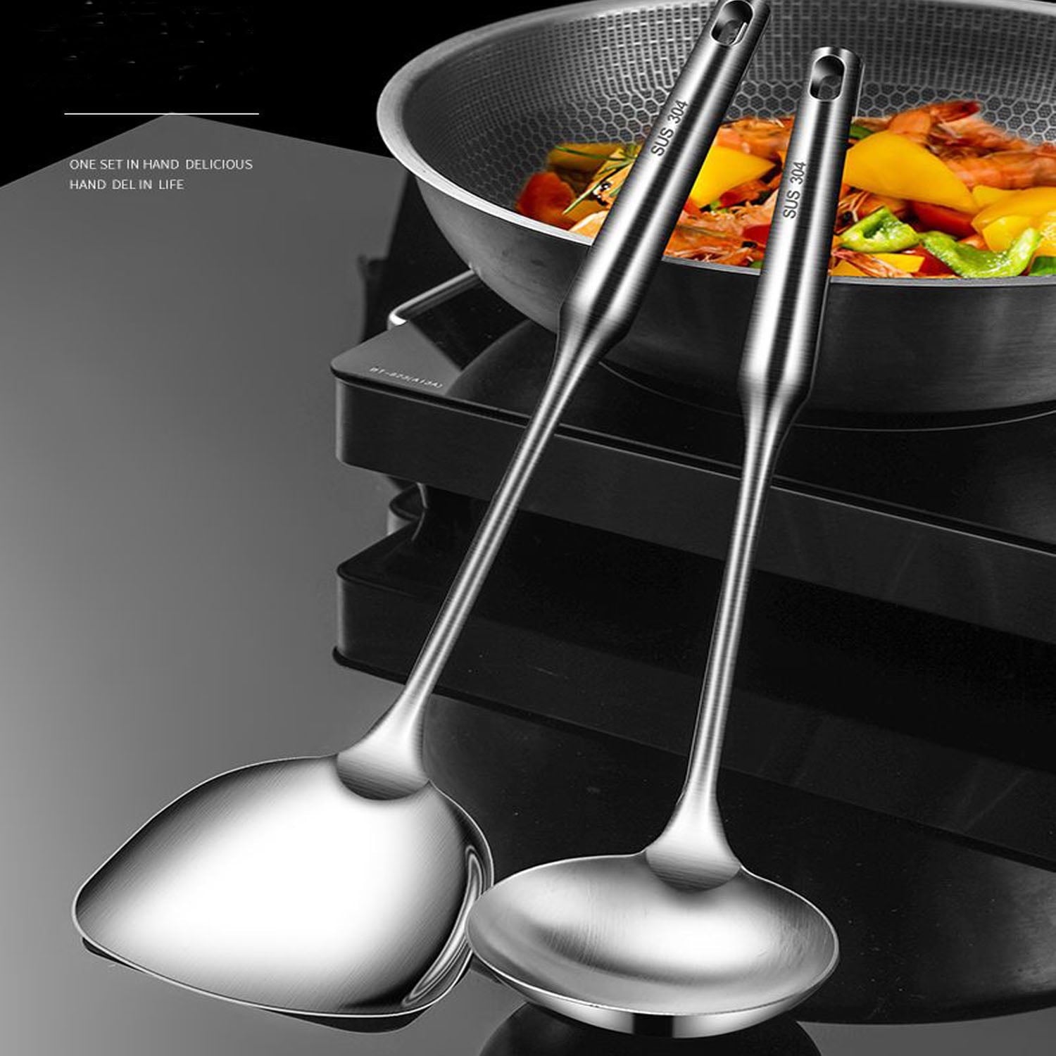 Kitchen Cooking Utensil Set, Stainless Steel Metal Kitchen Gadgets Heat Resistant Non-Stick Kitchen Tools Dishwasher ... - Image 2