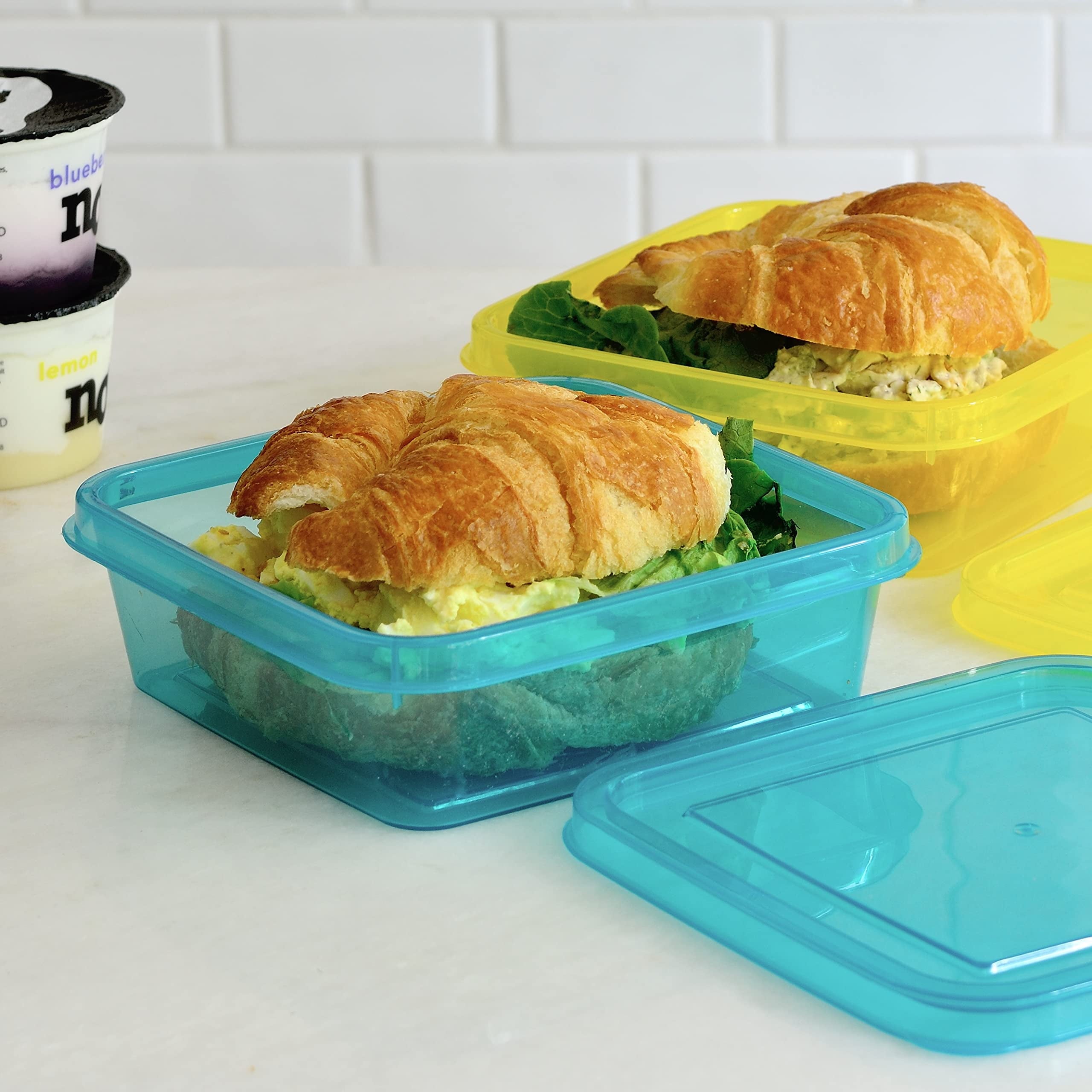 3 Pack 20 Ounce Sandwich Containers for Lunch Box, Reusable Food Storage Containers, Meal Prep Containers, Single San... - Image 3