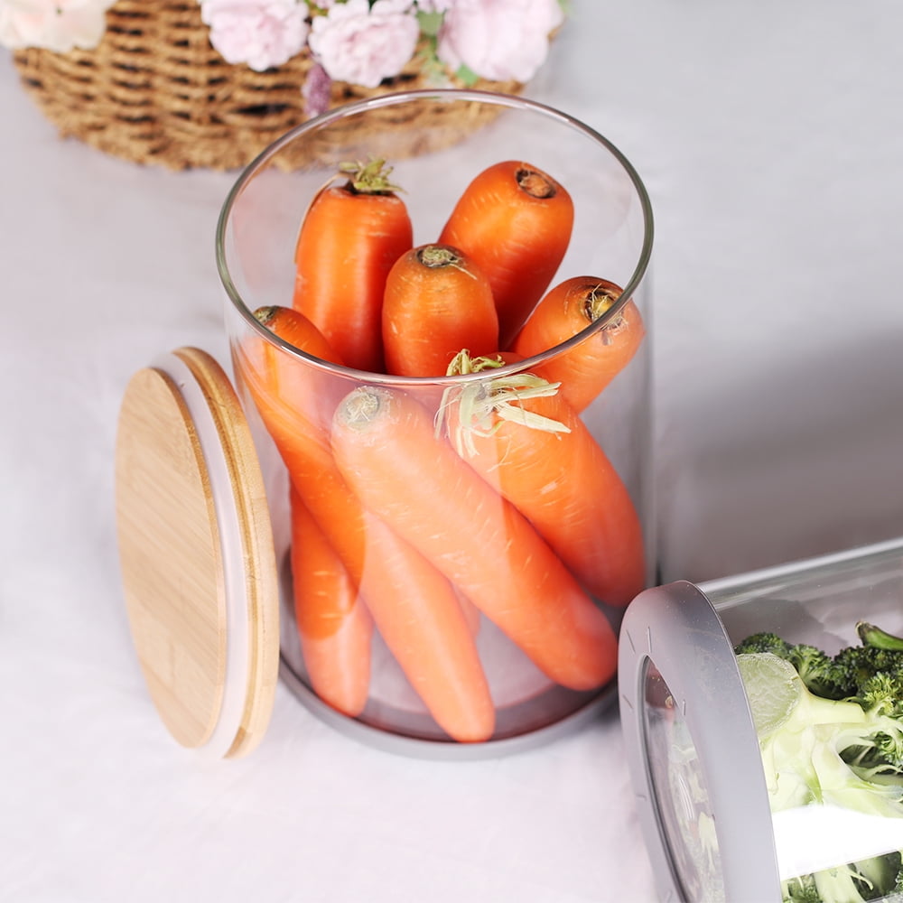 Set of 2 Large Glass Food Storage jar, 100 FL OZ (3000ml) Glass Flour Canister with Airtight Bamboo Lids for Kitchen ... - Image 5