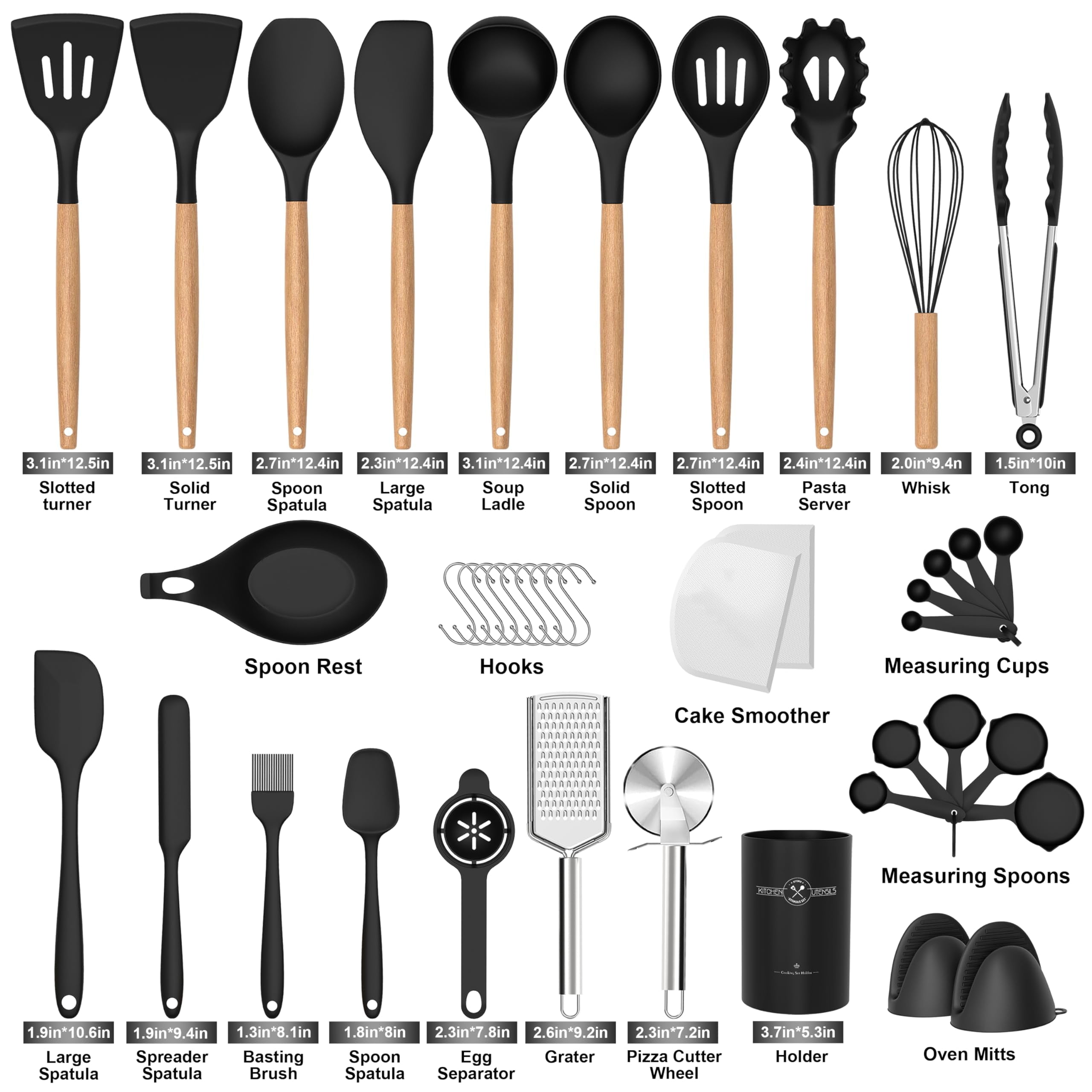 43Pcs Silicone Cooking Utensils Set - Heat Resistant Non-Stick Kitchen Utensils, Kitchen Utensil Gadgets Tools Set fo... - Image 2