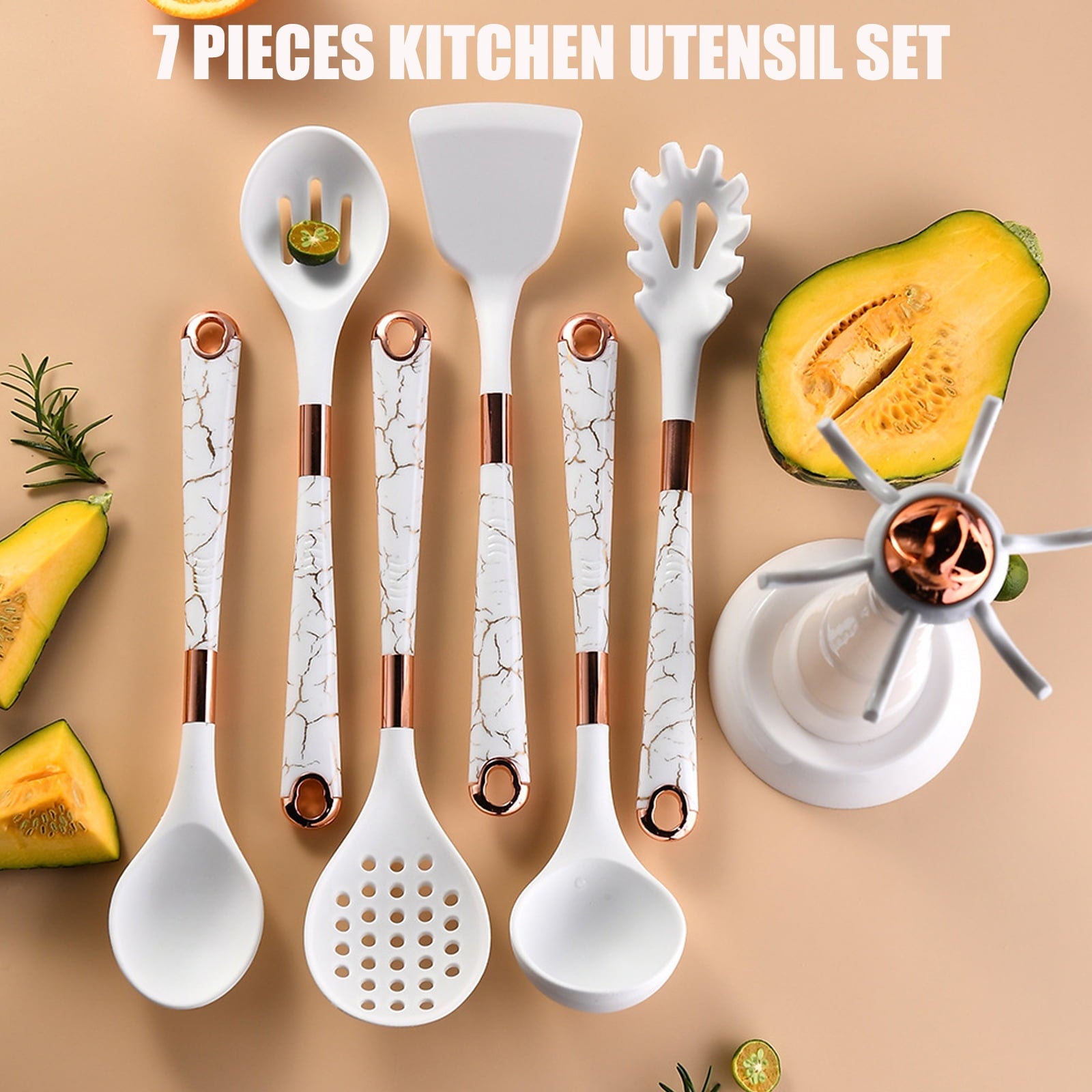 Silicone Kitchen Utensil Set, 7 Pieces Nonstick Cooking Utensil Set with Holder, Heat Resistant Cookware Silicone Spatulas Set, Kitchen Tool - Image 2