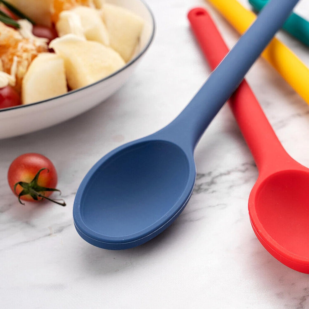 4-Piece Large Silicone Mixing Spoon Set 12" Heat-Resistant, Non-Stick Cooking & Baking Utensils - Image 2