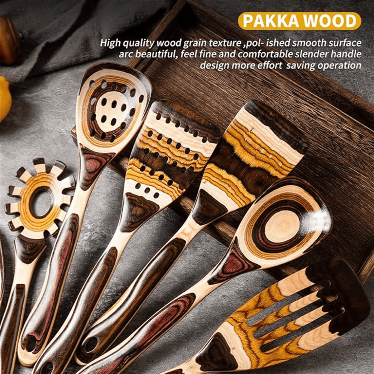 7Pcs Set, Eco-Friendly, Wooden Spoon for Cooking, Wooden Utensil for Cooking - Image 4
