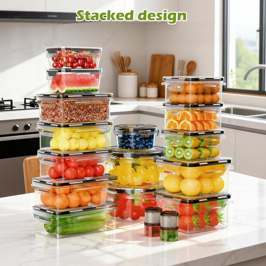 with Lids, 52 Piece Leak Proof Clear Plastic Container for , BPA-Free, Meal Set, Meal Prep Container Stackable , PP+S... - Image 6
