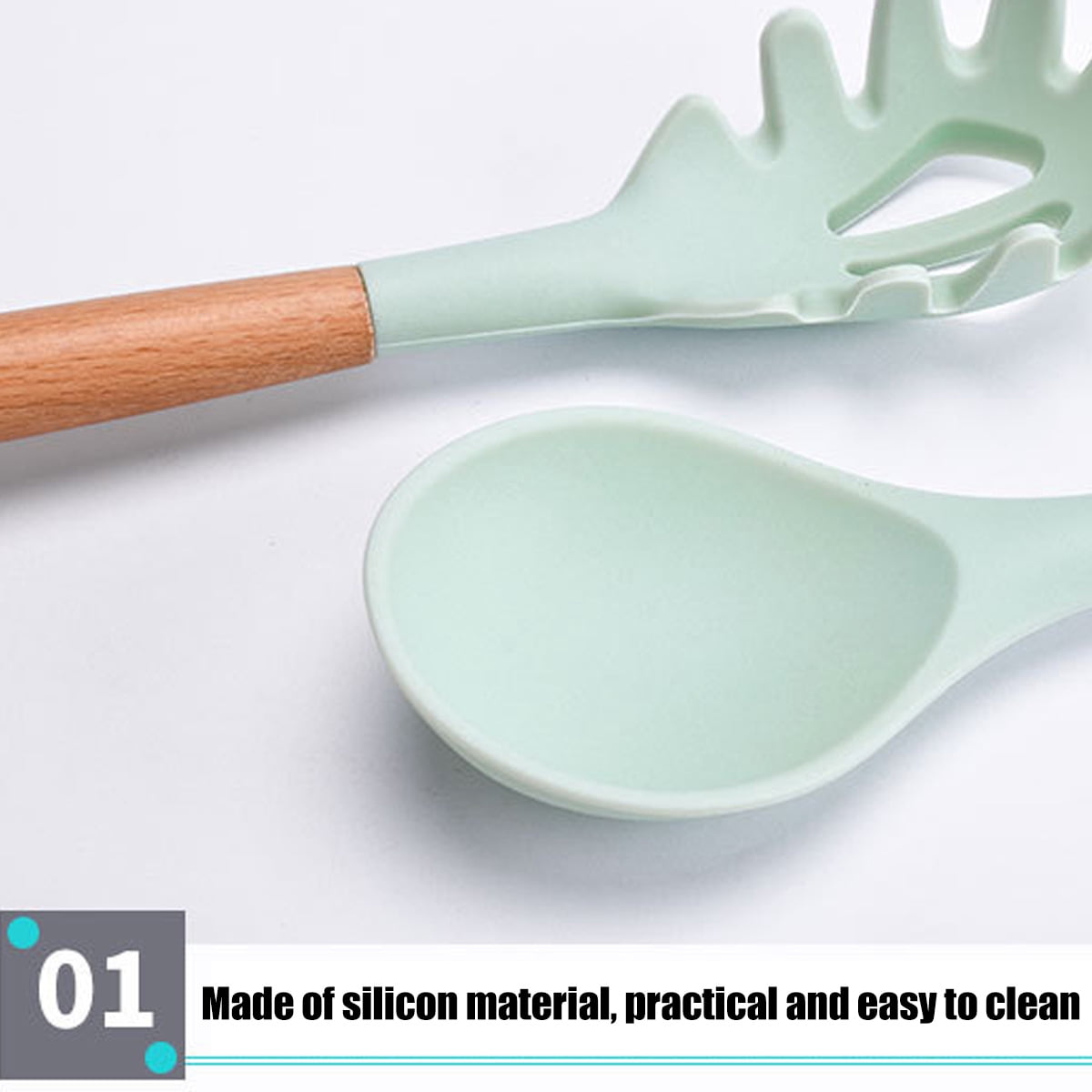 Silicone Kitchen Utensils Set ,Non-stick Kitchenware Cooking Tools Spoon Spatula Ladle Egg Beaters Tool Gadget Access... - Image 6