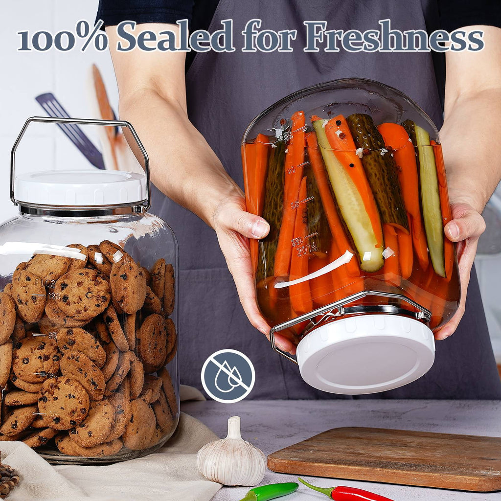 2 Pack 1.5 gal Syntic Glass Food Storage Containers with Lids and Handle, Gallon Jars for Pantry 192 oz Clear - Image 2