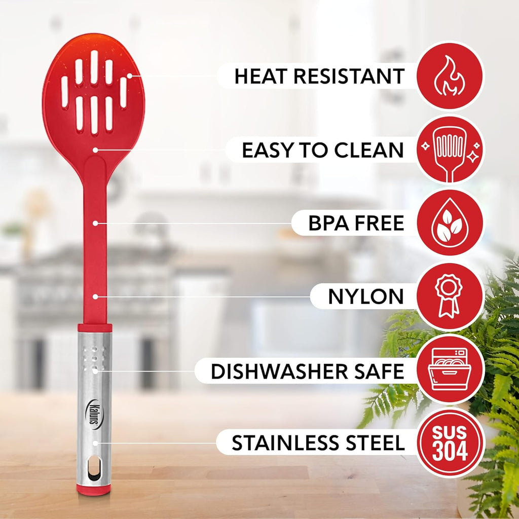 Kaluns 10 Pcs Kitchen Utensils Set – Nylon & Stainless Steel Cooking Utensil Set – Non-Stick, Heat Resistant Cookware Utensils – Kitchen Ess - Image 5