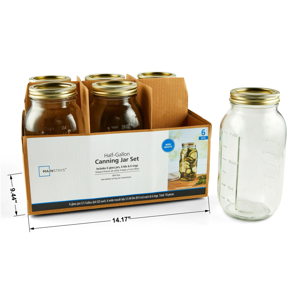 64 oz Mason Jars, Wide Mouth Half Gallon Canning Jars with Lids and Rings, 6-Pack Extra Large Glass Jars for Home Can... - Image 4