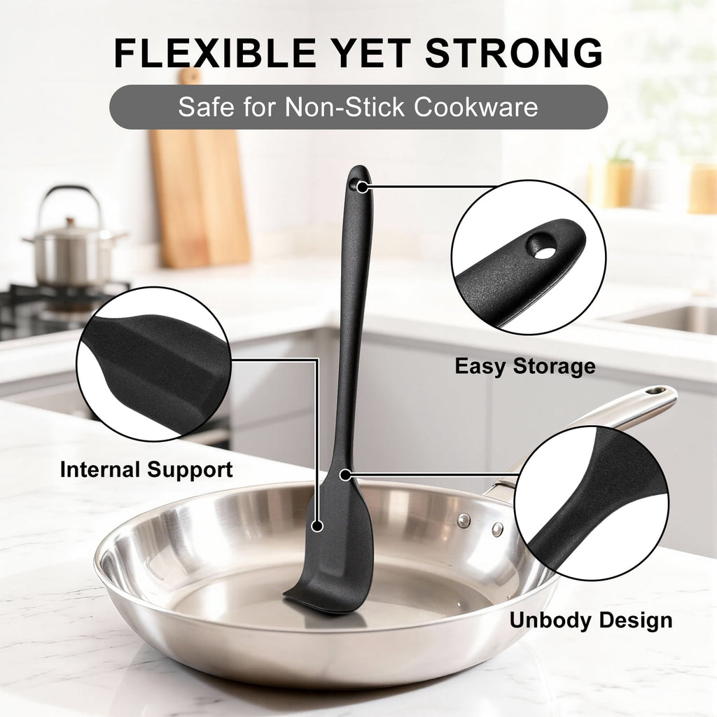 6 Pack Silicone Spatula Set – Heat Resistant up to , Non-Stick Kitchen Utensils for Baking, Cooking, Mixing, Dishwash... - Image 4