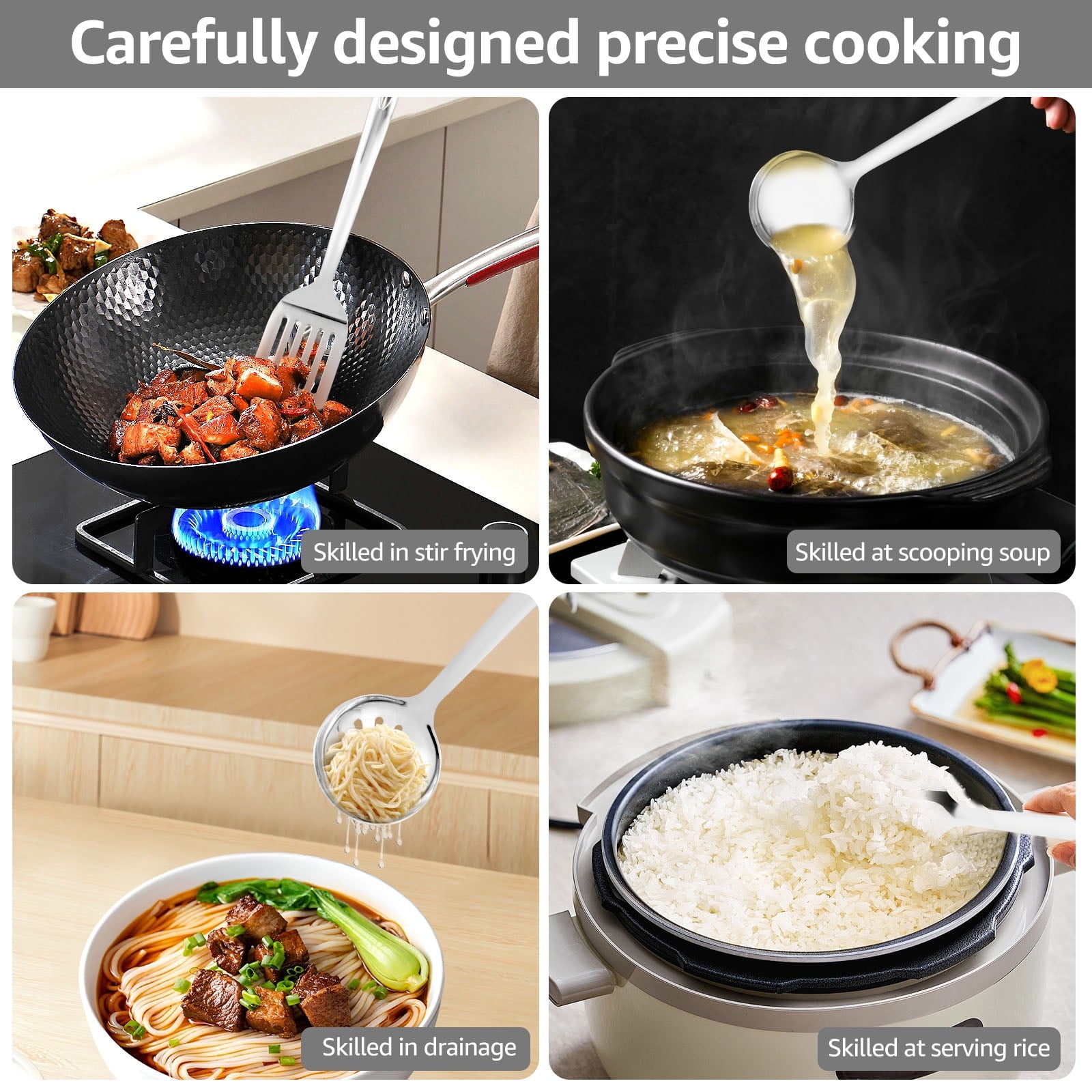 7Pcs Kitchen Cooking Utensils Set, Stainless Steel Kitchen Utensils Set, Kitchen Tools Spatulas Set, Home Essentials ... - Image 3