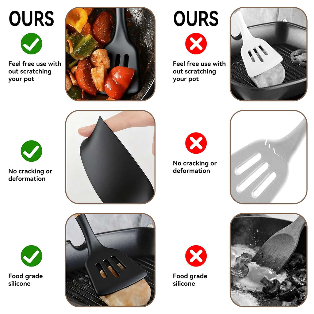 19pcs Set, Kitchen Set Set with 11 Pieces Spatula ,Heat Resistant Silicone 5 Piece Sharp Knife Set 1 Scissors and 1 U... - Image 5