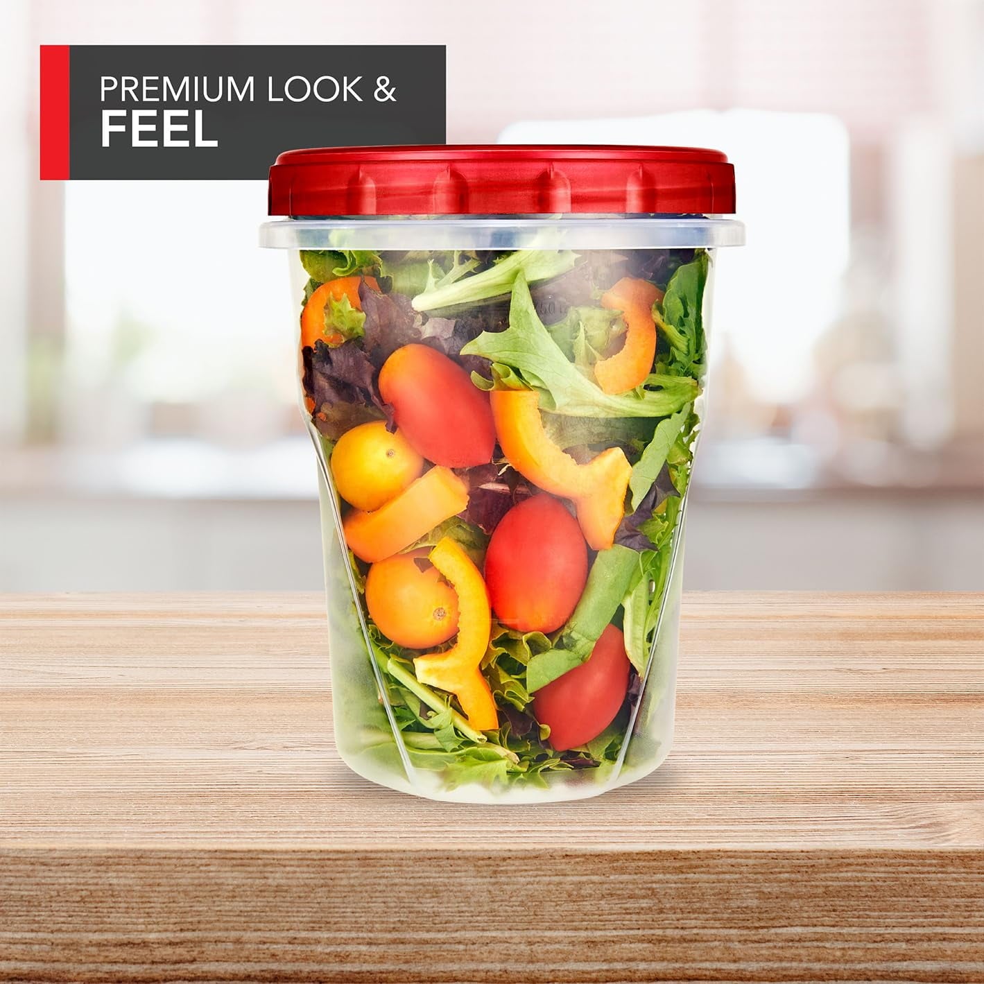 32oz Plastic Containers with Red Twist Top Lids (6 Pack) Quart Freezer Containers for Leftovers, Airtight Reusable So... - Image 5
